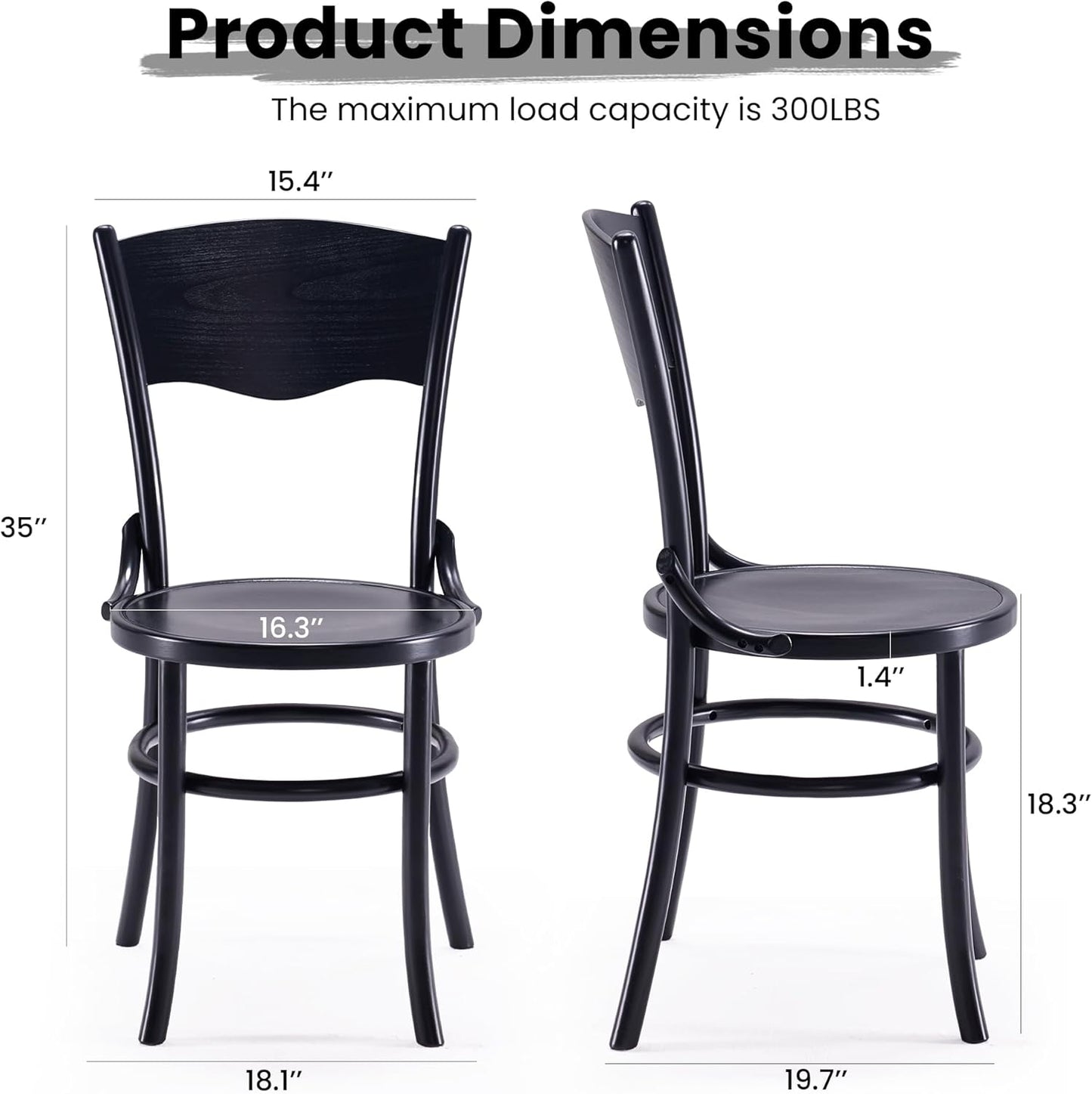 Farini Solid Wood Dining Chairs Set of 2, Farmhouse Kitchen & Dining Room Chairs for Mid Century Dining Table, Fully Assembled