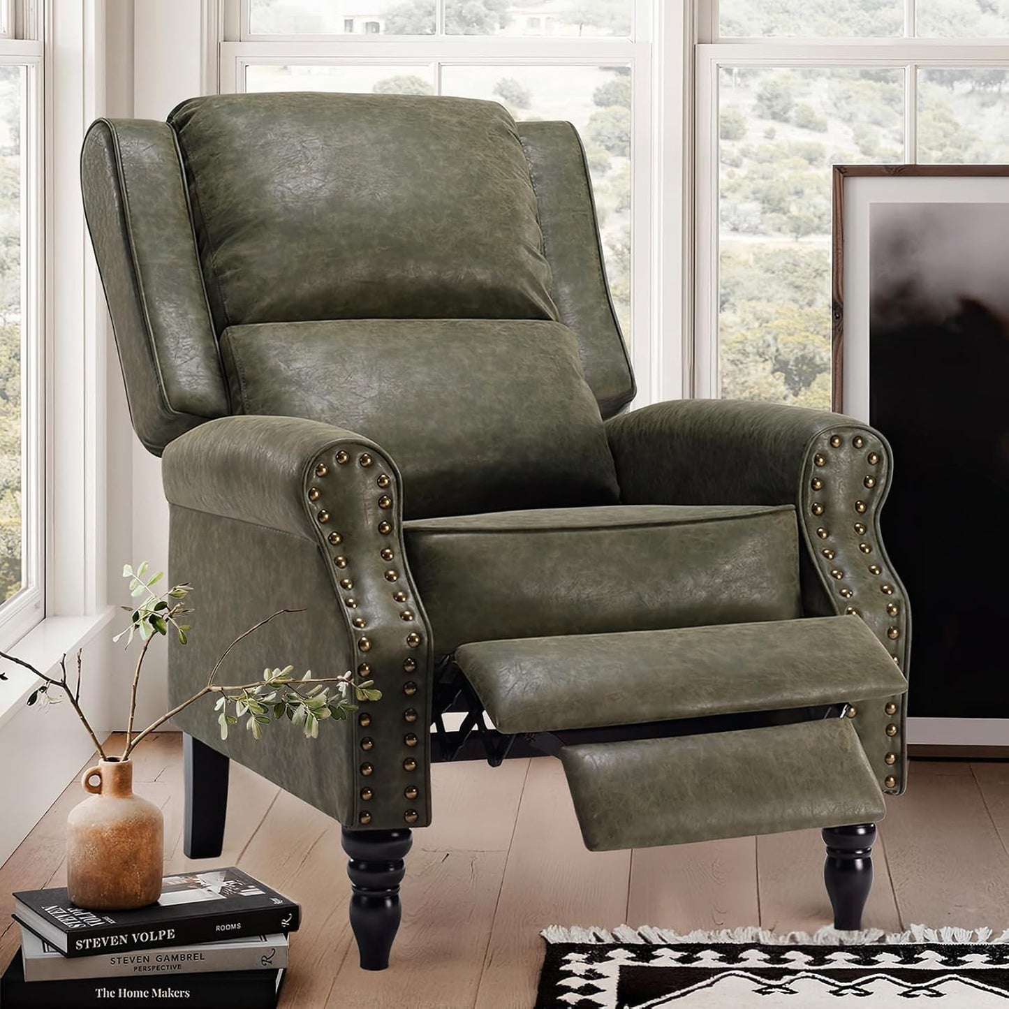Farini Faux Leather Pushback Recliner Chair for Living Room Bedroom RV