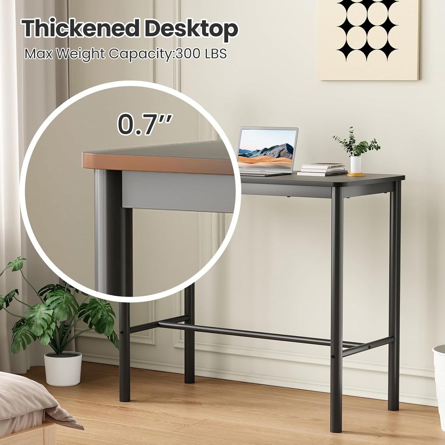 Farini 47 inch Counter Height Bar Table, Rectangular Dining Counter Tables with Metal Legs