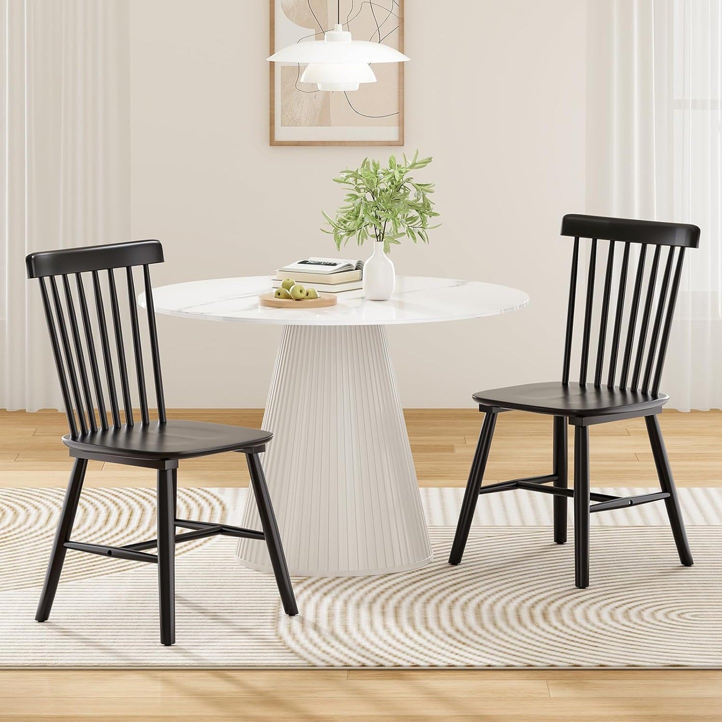 Farini Windsor Dining Chairs, Kitchen & Dining Room Chairs for Dining Room with Spindle Back, Mid Century Modern Dining Table Chairs with Comfortable Seat, Wood Dining Chair