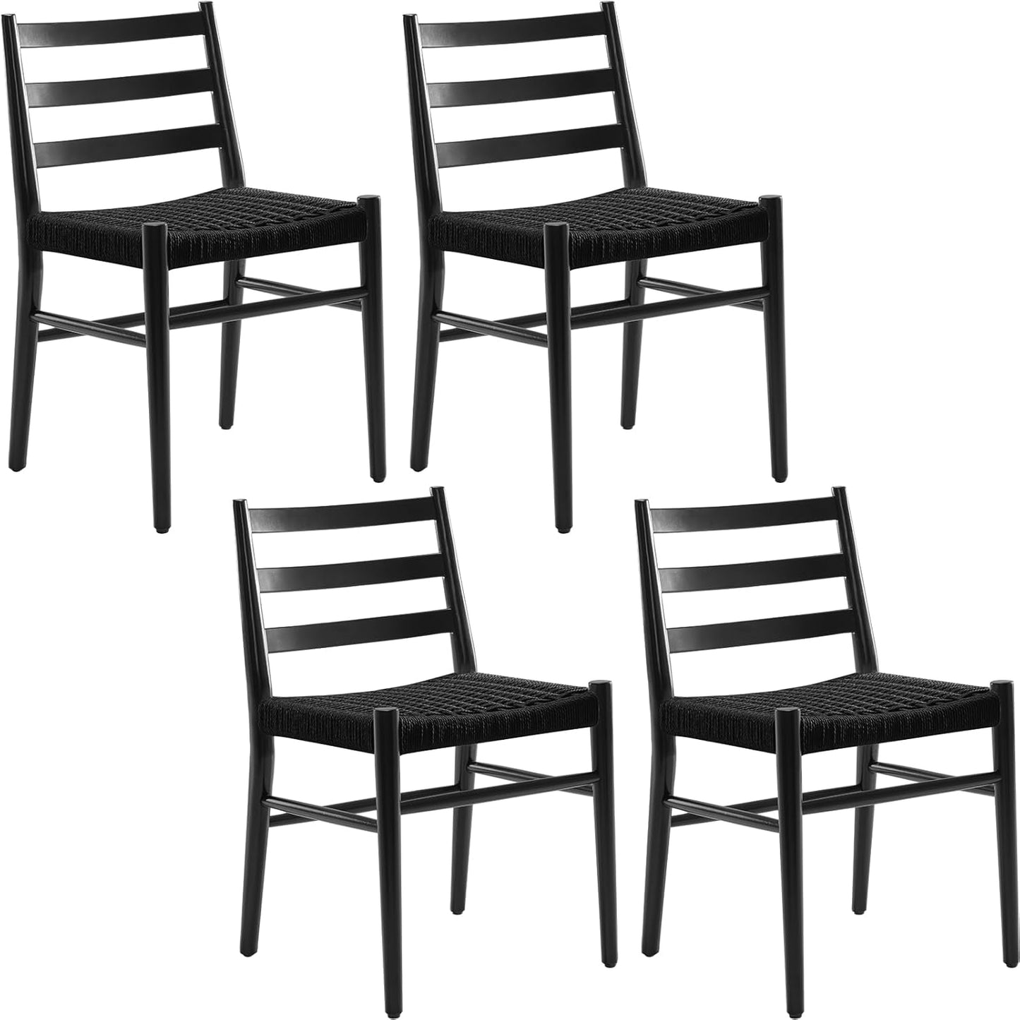 Farini Wood Rattan Dining Room Chairs with Comfortable Woven Seat,Fully-Assembled