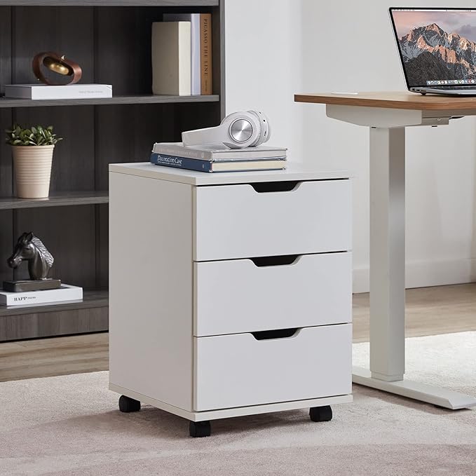 Farini Mobile File Cabinet for Home Office, 3-Drawer Wooden File Cabinet, Perfect for Under Desk Storage