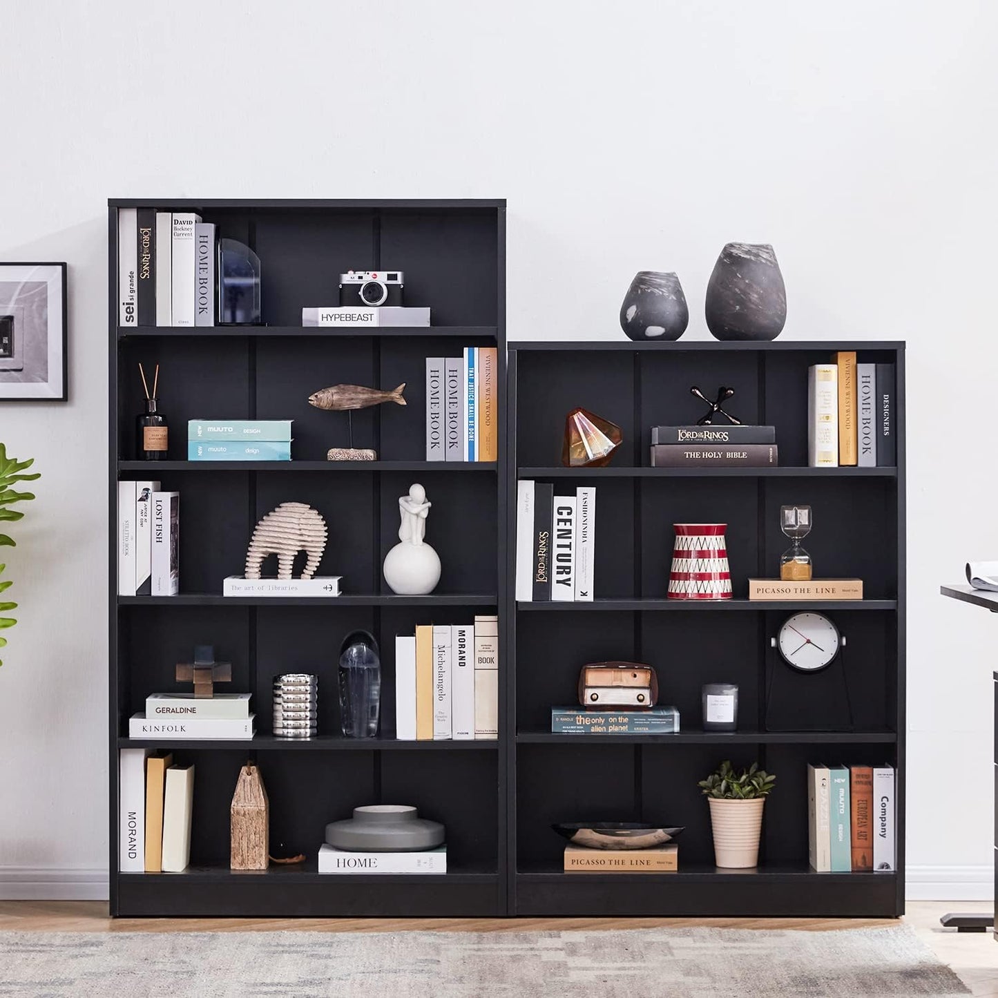 5-Shelf Wood Bookcase Freestanding Display Bookshelf for Home Office School (11.6" Depth*33" Width*59.8" Height)
