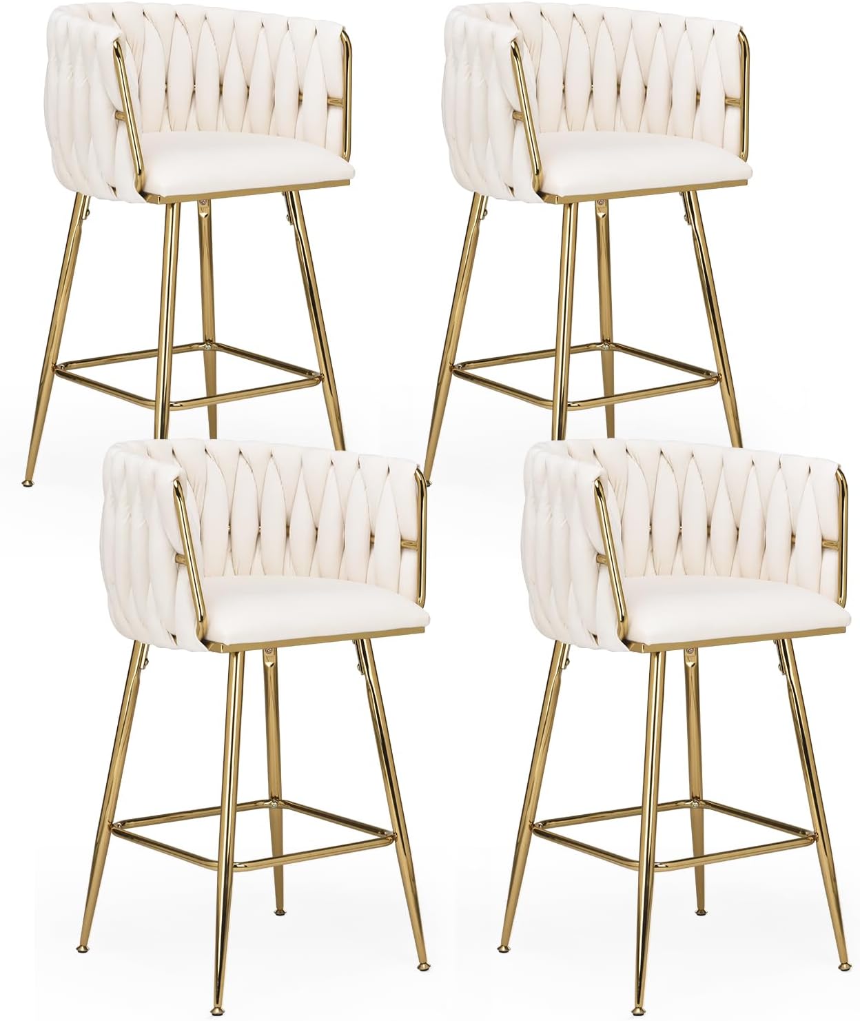 Farini Counter Height Bar Stools Set of 2 or 4, 26 Inch Modern Mid-Century Kitchen Island Stools with Backs & Metal Legs