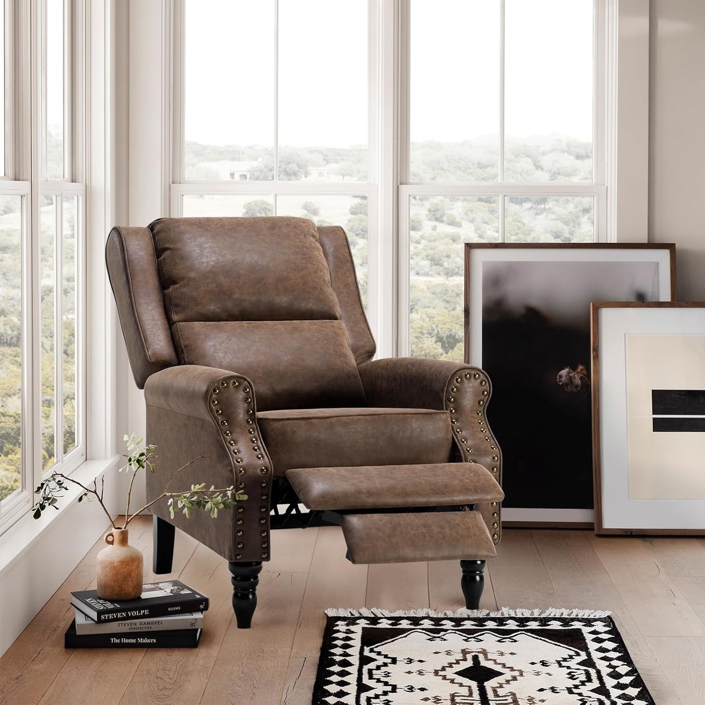 Farini Faux Leather Pushback Recliner Chair for Living Room Bedroom RV