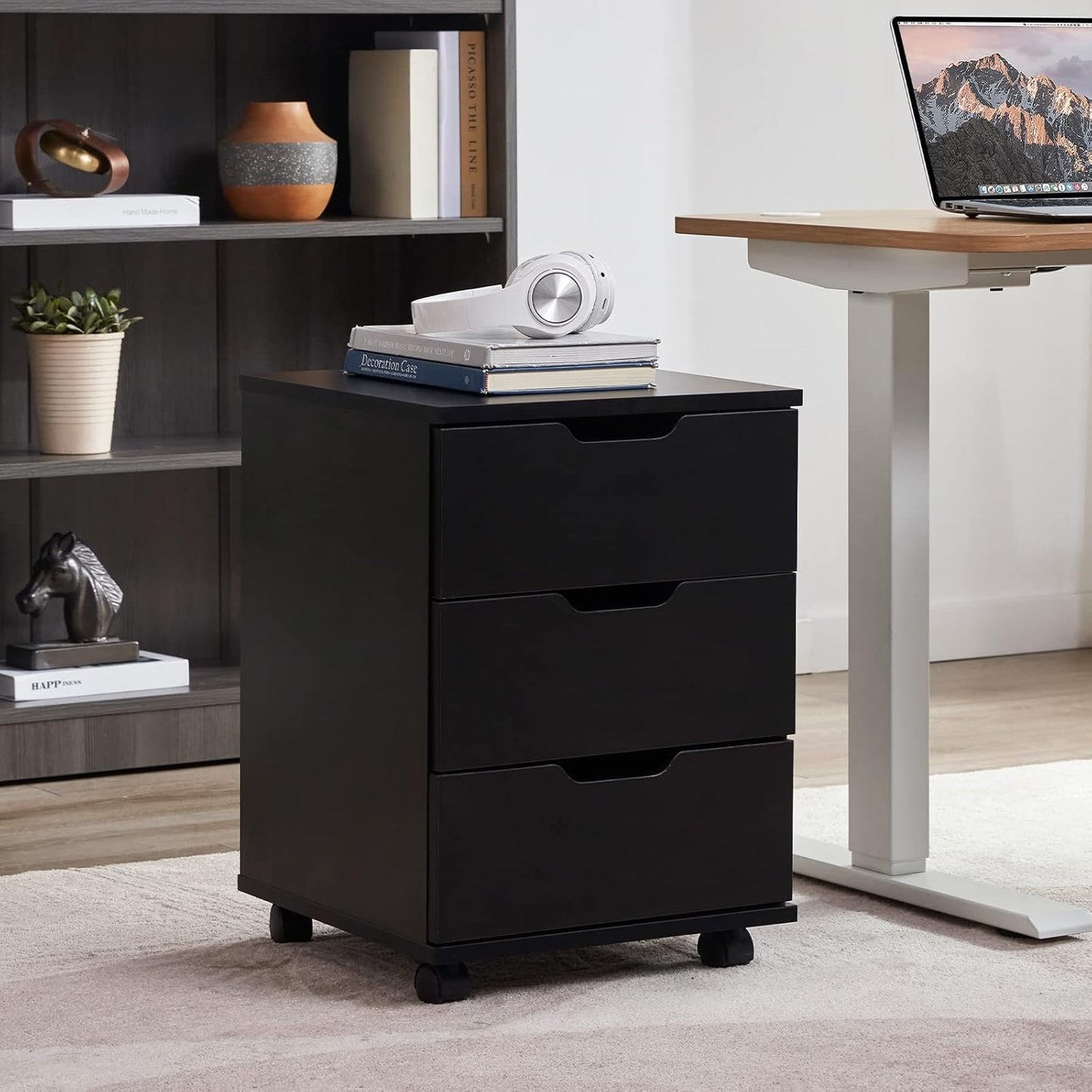 Farini 3-Drawer File Cabinet for Home Office, Mobile Wooden File Cabinet, for Under Desk Storage