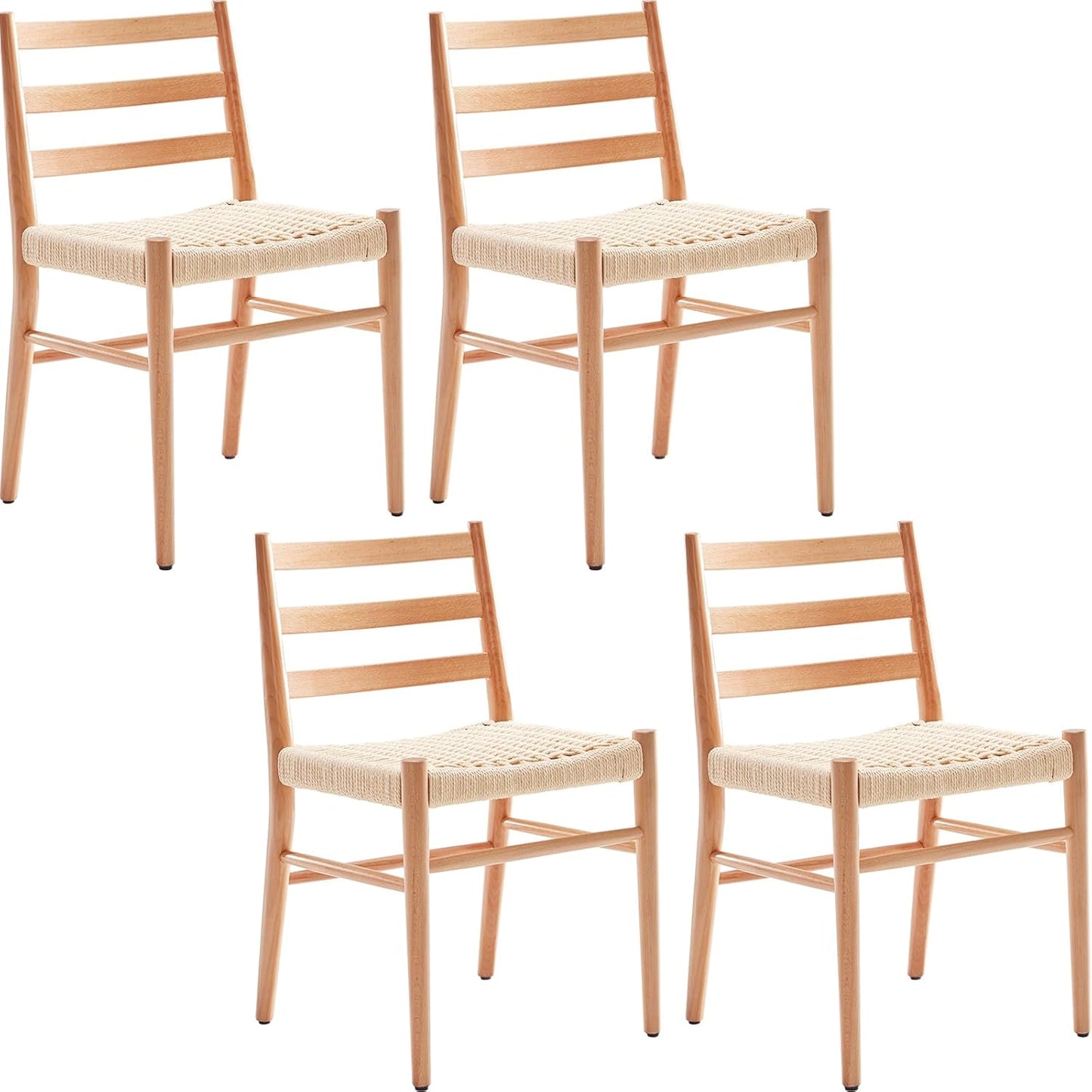 Farini Wood Rattan Dining Room Chairs with Comfortable Woven Seat,Fully-Assembled