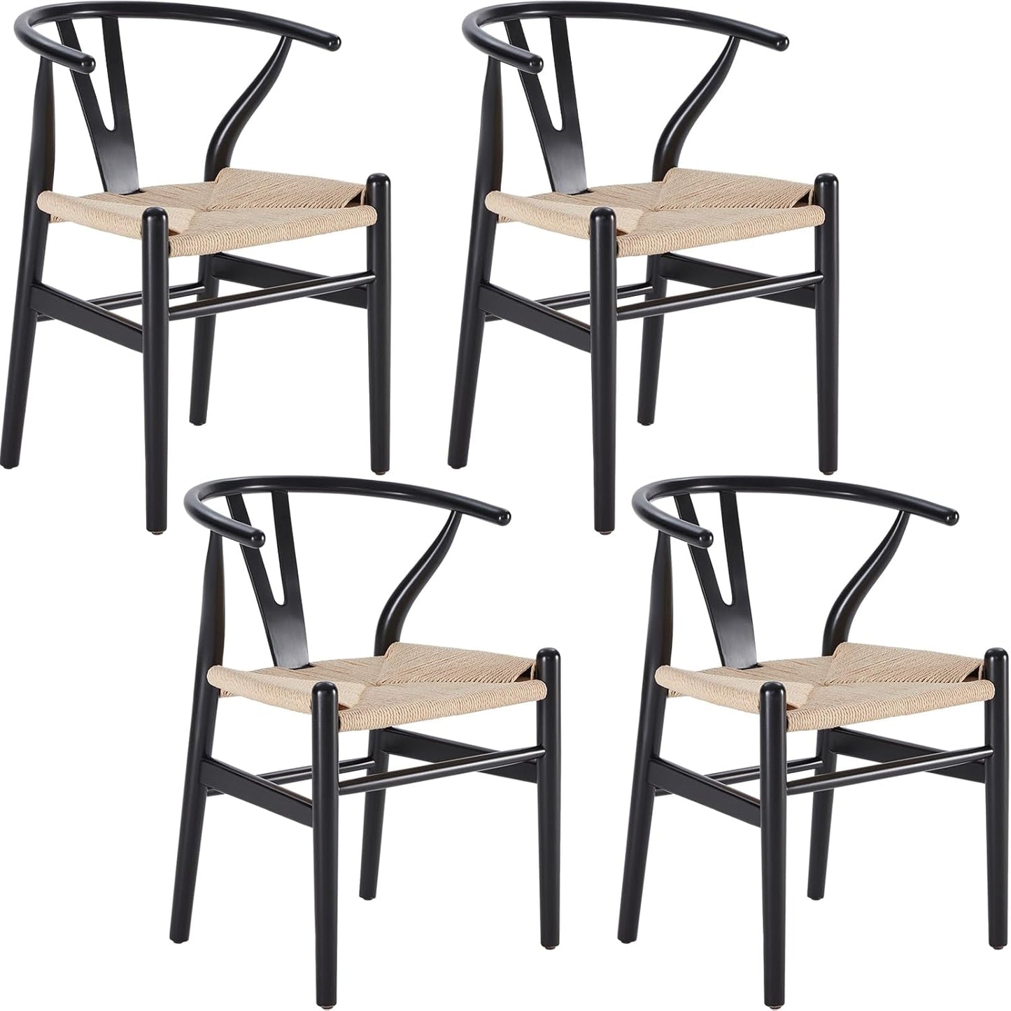 Farini Wood Wishbone Dining Room Chairs Mid Century Modern Wooden for Your Beach House, Fully Assembled