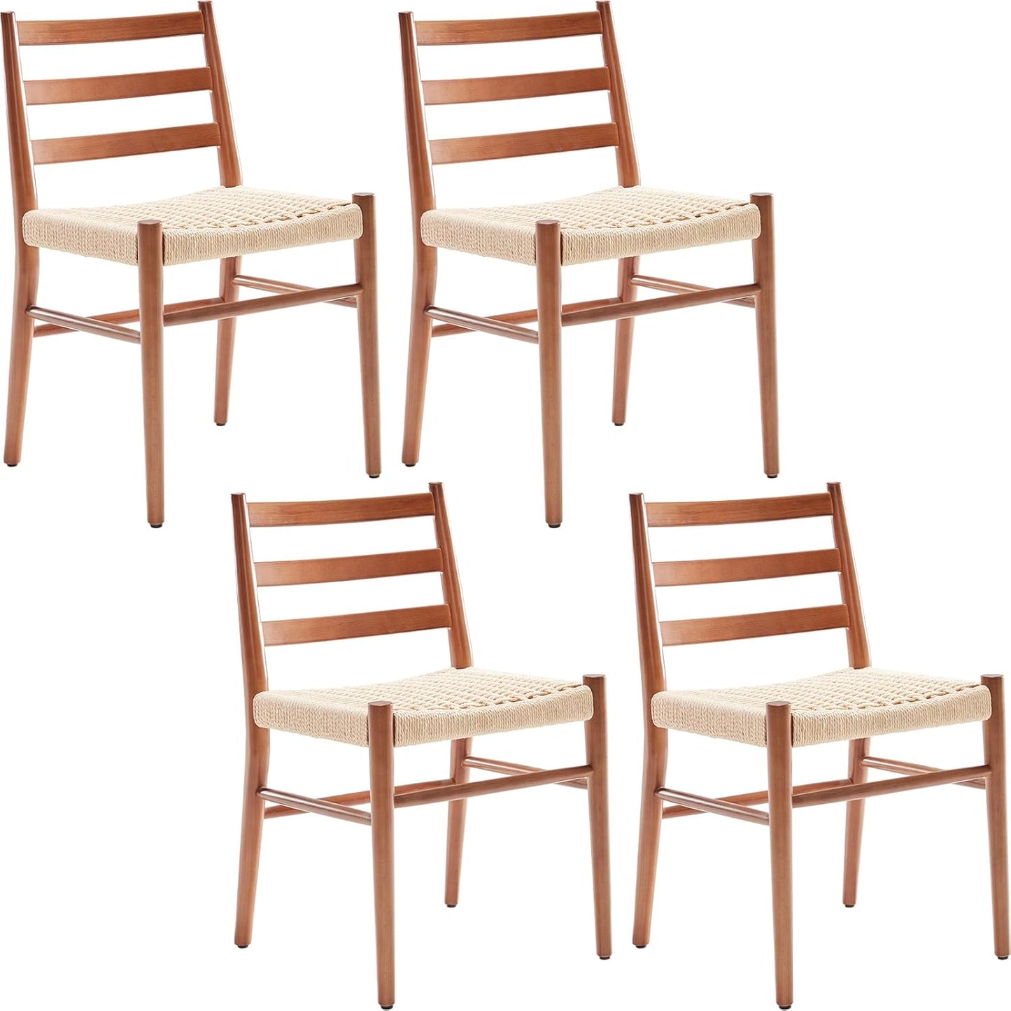 Farini Wood Rattan Dining Room Chairs with Comfortable Woven Seat,Fully-Assembled