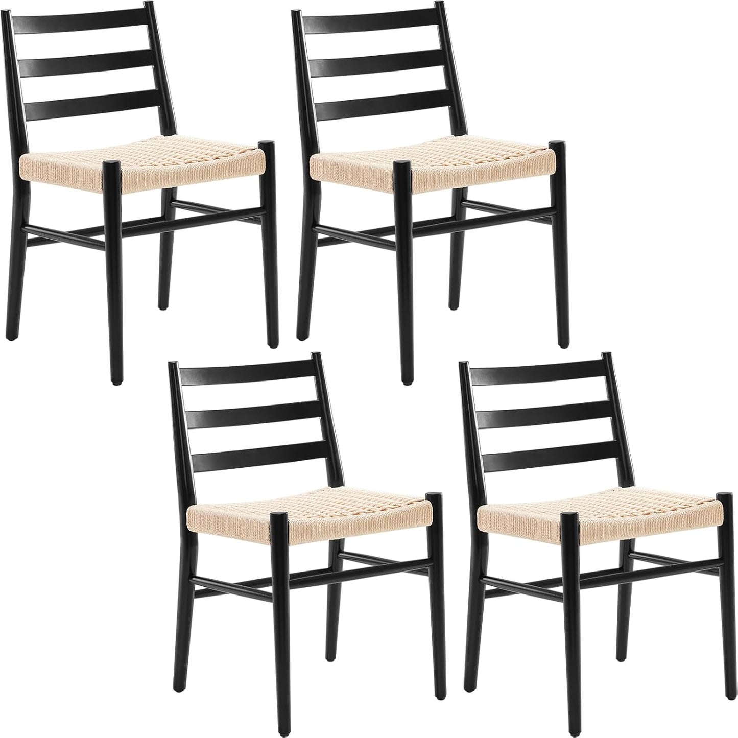 Farini Wood Rattan Dining Room Chairs with Comfortable Woven Seat,Fully-Assembled