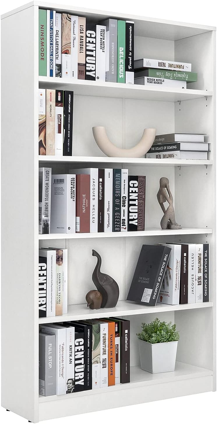 5-Shelf Wood Bookcase Freestanding Display Bookshelf for Home Office School (11.6" Depth*33" Width*59.8" Height)