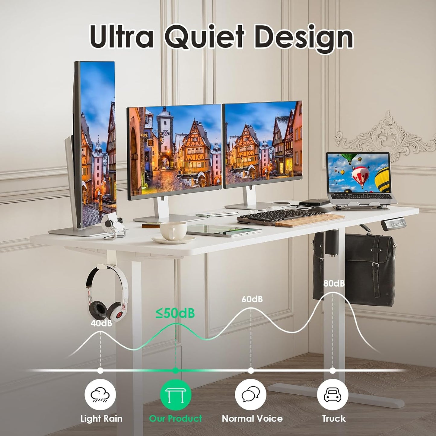 Farini Electric Standing Desk Adjustable Height Sit Stand Home Office Desk with Splice Board