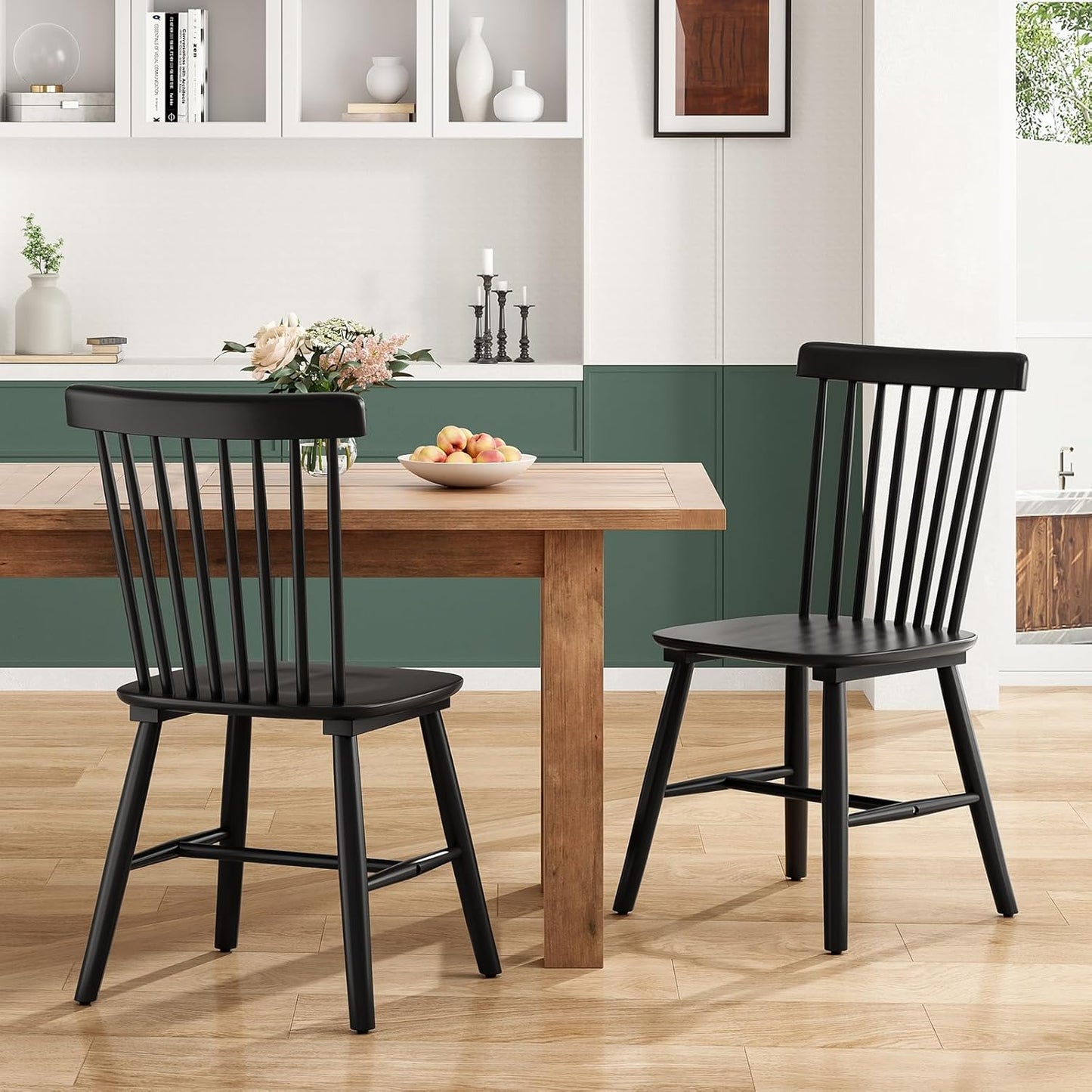 Farini Windsor Dining Chairs, Kitchen & Dining Room Chairs for Dining Room with Spindle Back, Mid Century Modern Dining Table Chairs with Comfortable Seat, Wood Dining Chair