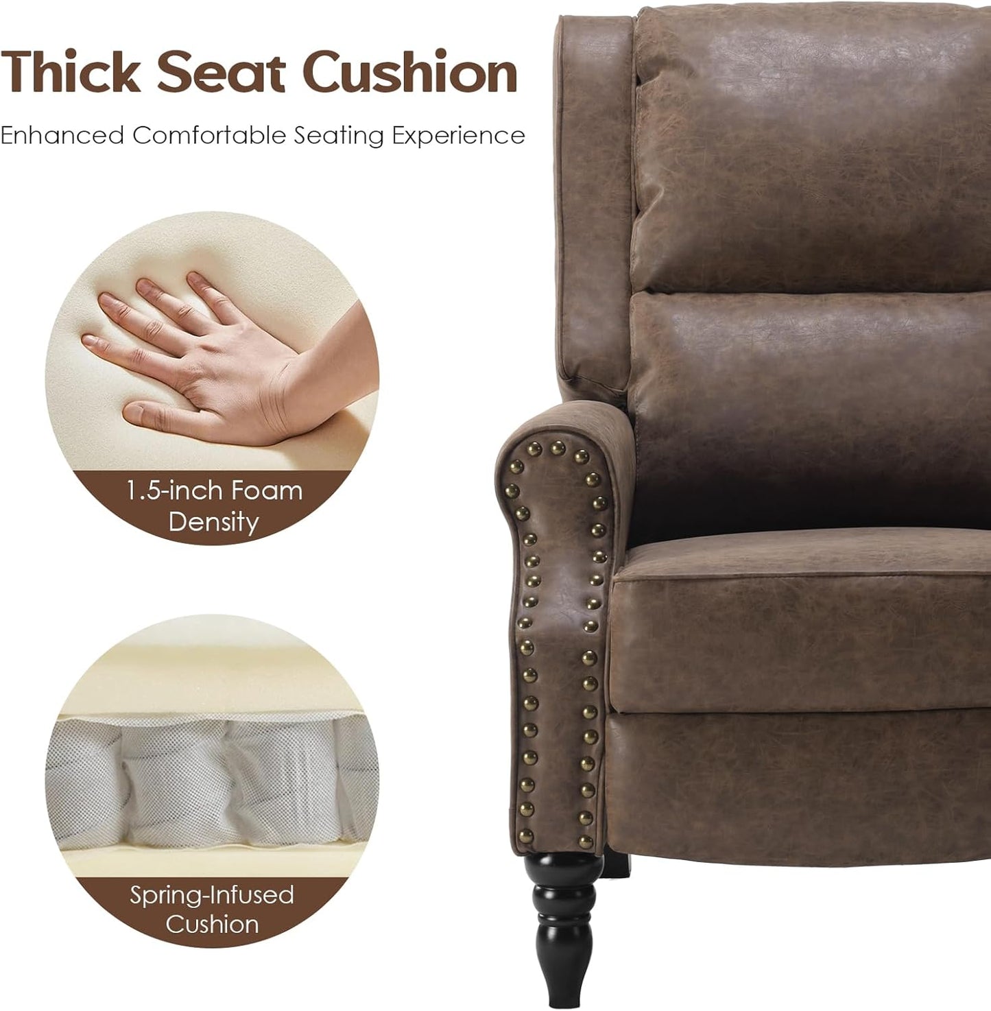 Farini Faux Leather Pushback Recliner Chair for Living Room Bedroom RV