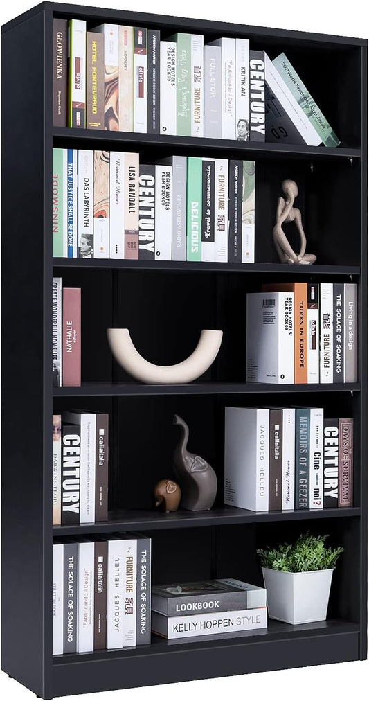 5-Shelf Wood Bookcase Freestanding Display Bookshelf for Home Office School (11.6" Depth*33" Width*59.8" Height)
