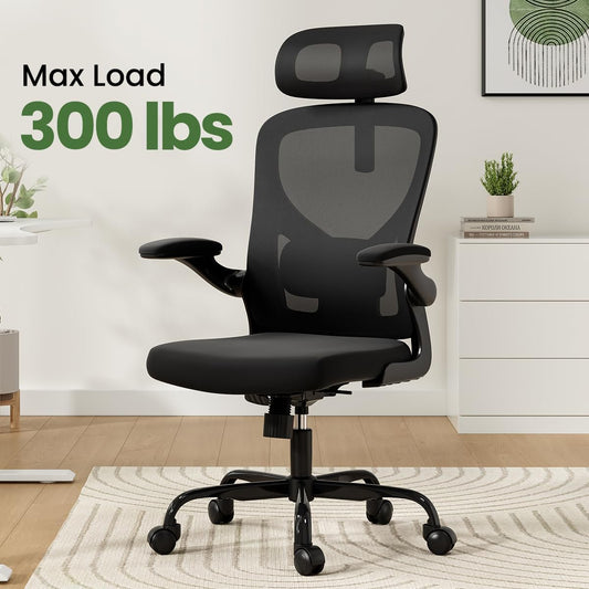 Farini Ergonomic Office Chair,Home Office Desk Chair with Adjustable Lumbar Support and Armrests,Comfy Computer Desk Chair with Headrest,for Home and Office