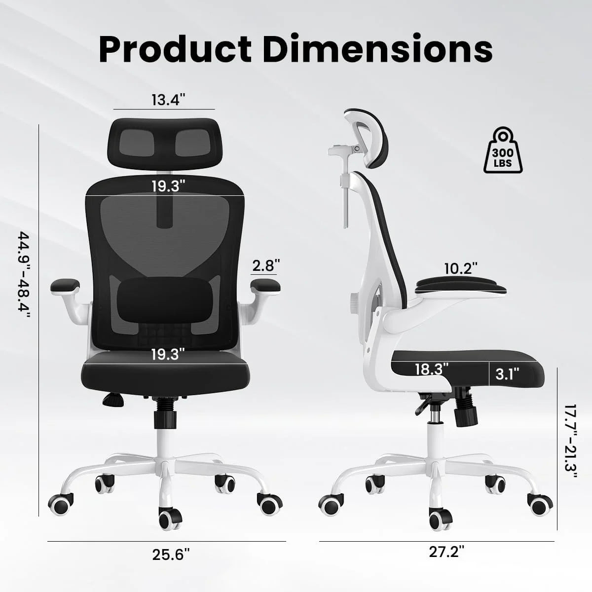 Farini Ergonomic Office Chair,Home Office Desk Chair with Adjustable Lumbar Support and Armrests,Comfy Computer Desk Chair with Headrest,for Home and Office