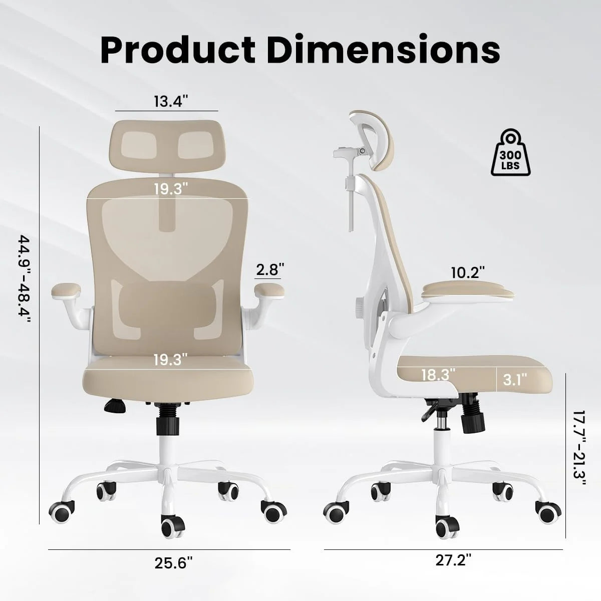 Farini Ergonomic Office Chair,Home Office Desk Chair with Adjustable Lumbar Support and Armrests,Comfy Computer Desk Chair with Headrest,for Home and Office