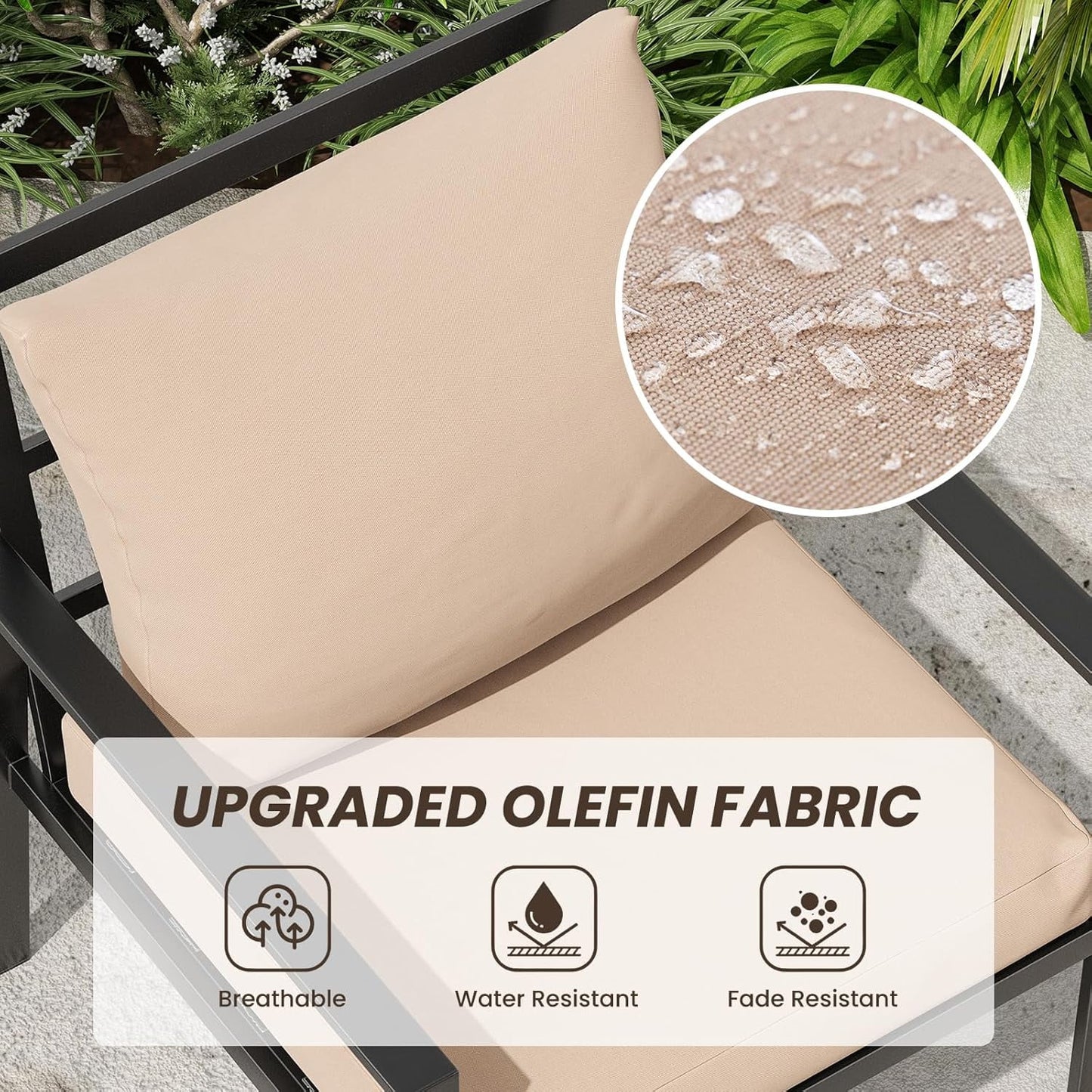 Farini Outdoor conversation sets, Metal Patio Furniture Set with 2 Single Sofas, Loveseat & Coffee Table, for Garden, Backyard, Balcony