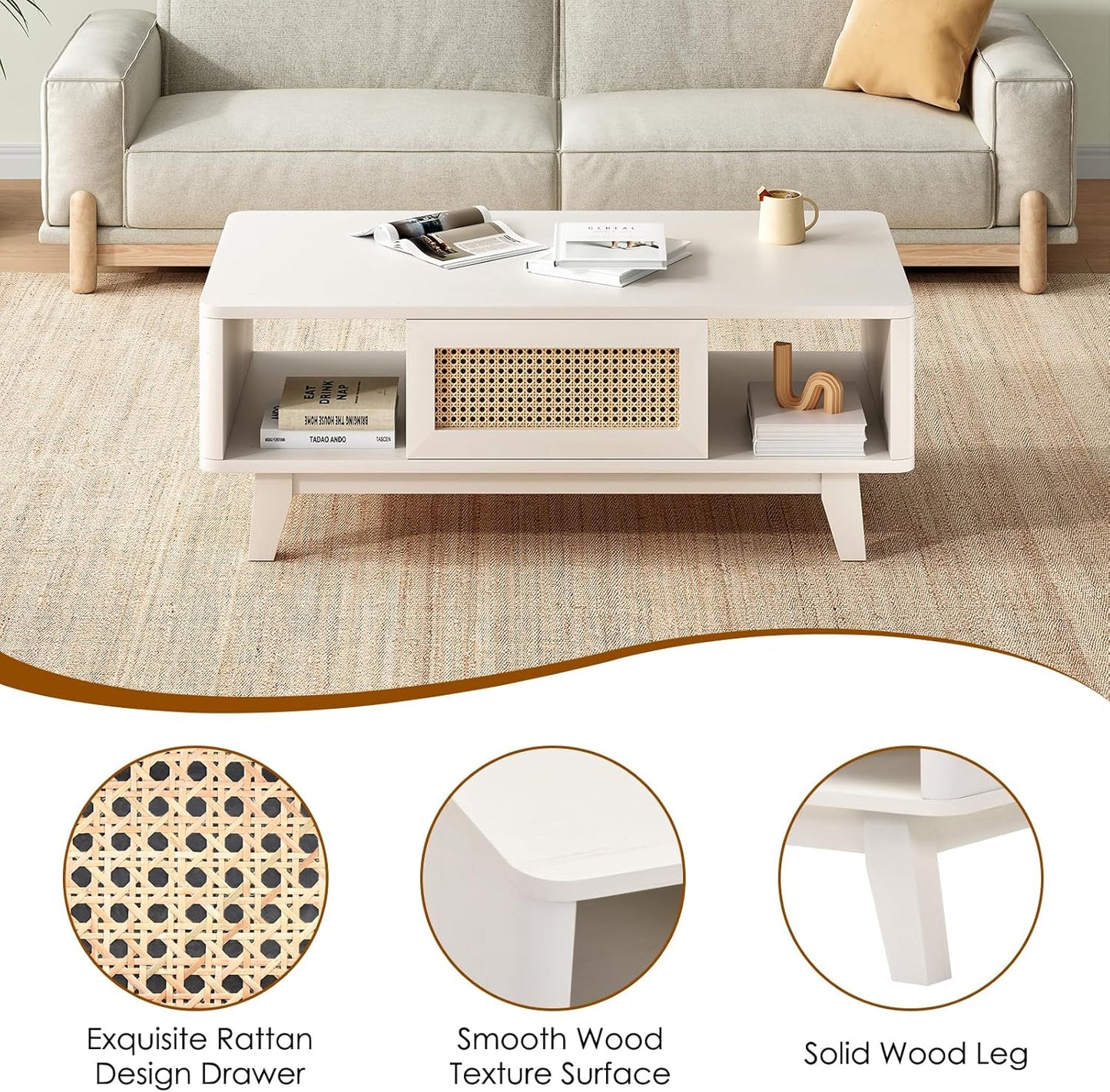 Farini Coffee Table, Living Room Tables, Modern Table with Storage, Mid Century Farmhouse Wood Coffee Table for Living Room Coffee Table, Living Room Tables, Modern Table with Storage, Mid Century Farmhouse Wood Coffee Table for Living Room