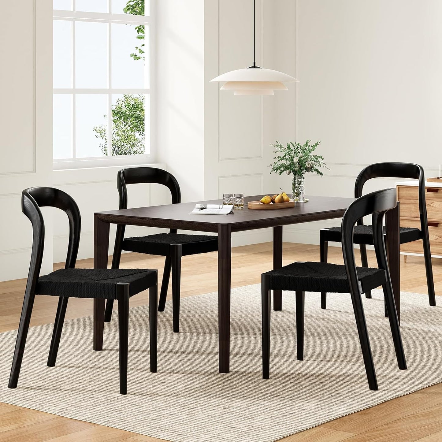 Farini Ash Wood Stackable Dining Chair Mid Century Modern Wooden for Your Room House, Fully Assembled