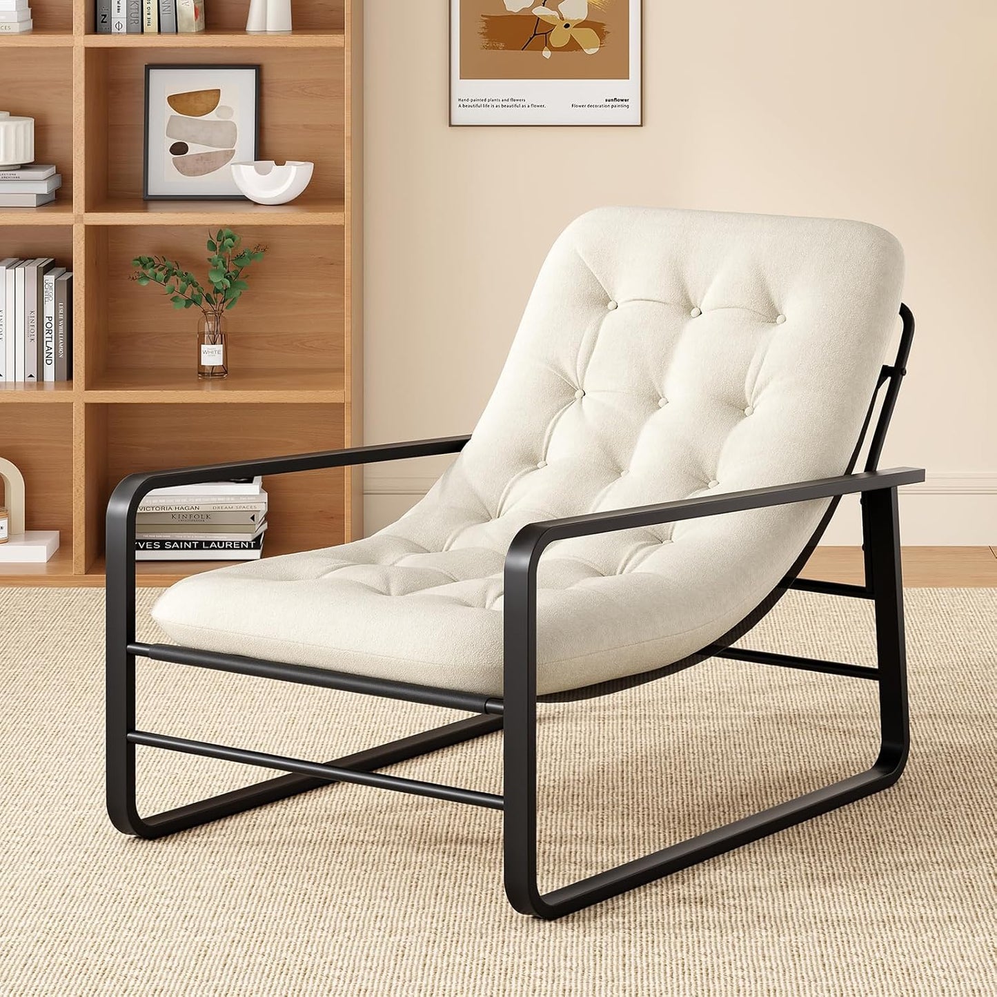 Farini Accent Chair, Sherpa Arm Chair for Living Room, Mid Century Modern Accent Chairs, Boucle Reading Bedroom Chair