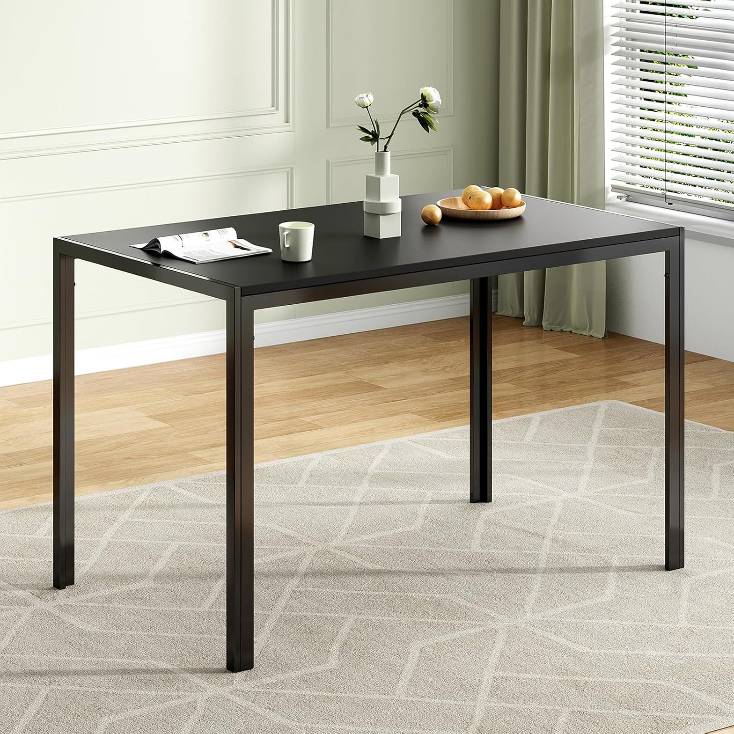 Farini Dining Table for 4-6 Person,47" Rectangular Wooden Dining Table Top and Metal Frame for Home Kitchen Dining Desk (47 inch)