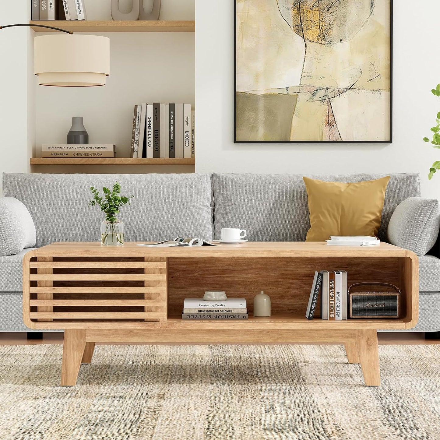 Farini Coffee Table, Living Room Tables, Modern Table with Storage, Mid Century Farmhouse Wood Coffee Table for Living Room Coffee Table, Living Room Tables, Modern Table with Storage, Mid Century Farmhouse Wood Coffee Table for Living Room