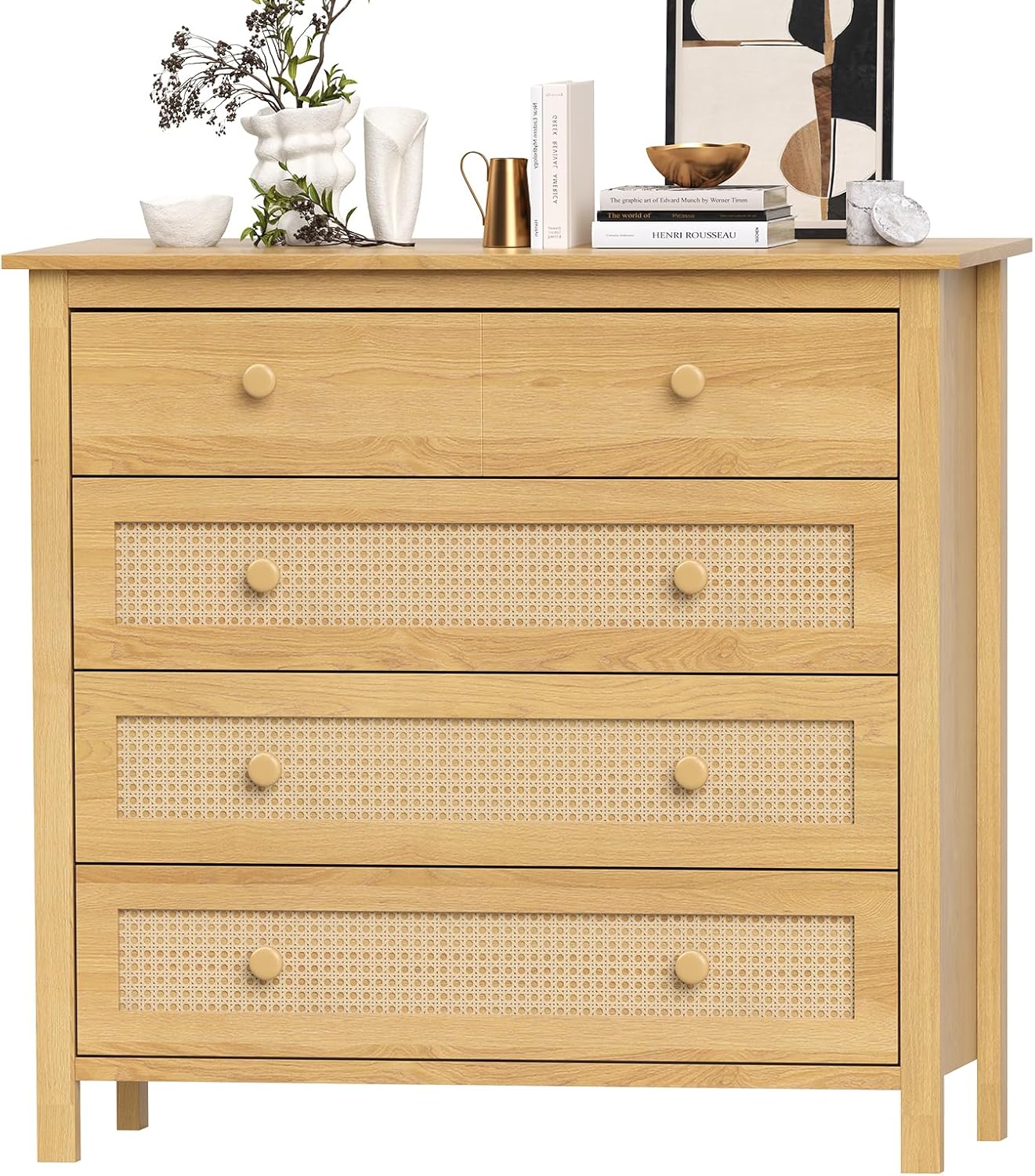 Farini Sideboard Buffet Cabinet with 4 Drawers,Modern Wooden Console Cabinet for Kitchen,Living Room, Dining Room, Hallway