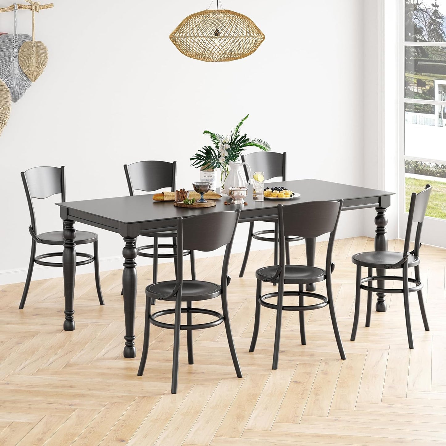Farini Solid Wood Dining Chairs Set of 2, Farmhouse Kitchen & Dining Room Chairs for Mid Century Dining Table, Fully Assembled