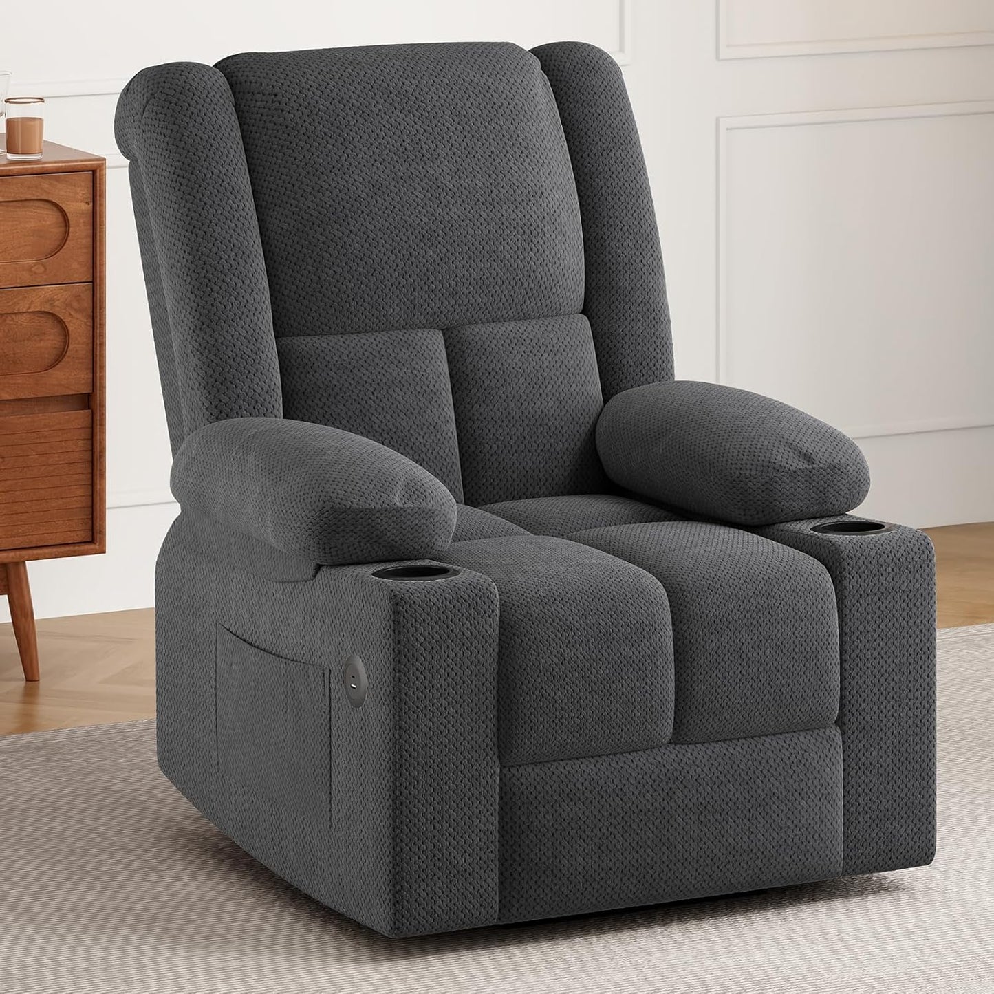 Farini Power Lift Recliner Chair with Massage and Heat for Elderly People, USB Ports and Cup Holders