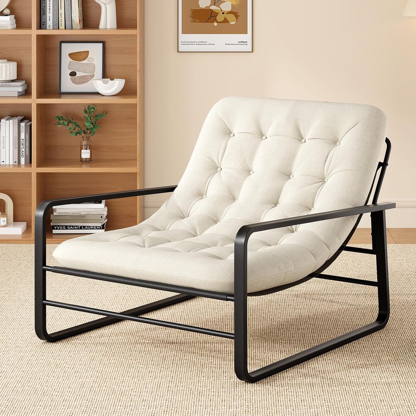 Farini Accent Chair, Sherpa Arm Chair for Living Room, Mid Century Modern Accent Chairs, Boucle Reading Bedroom Chair