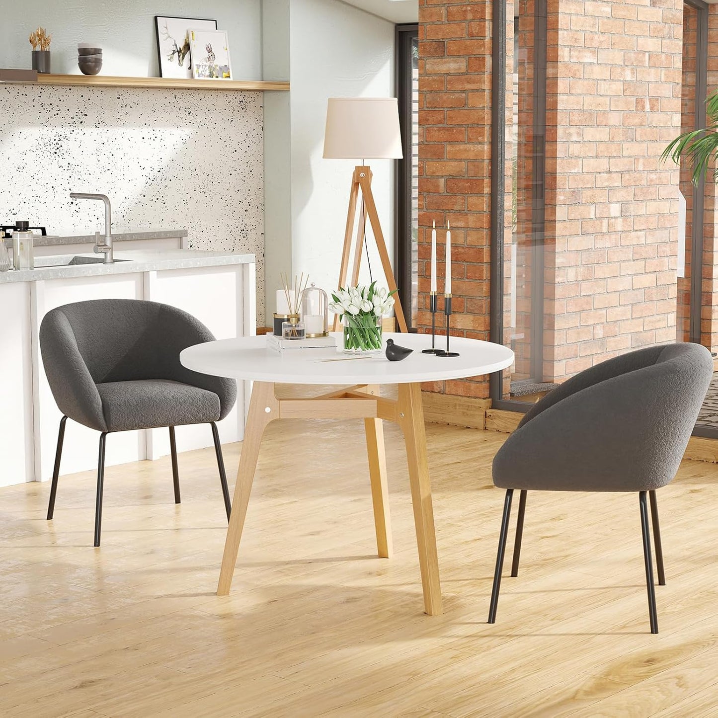 Farini Kitchen Room Dining Chairs Set of 2,Upholstered Kitchen Chairs with Back, Mid-Century Modern Dining Chairs for Home Dining Room
