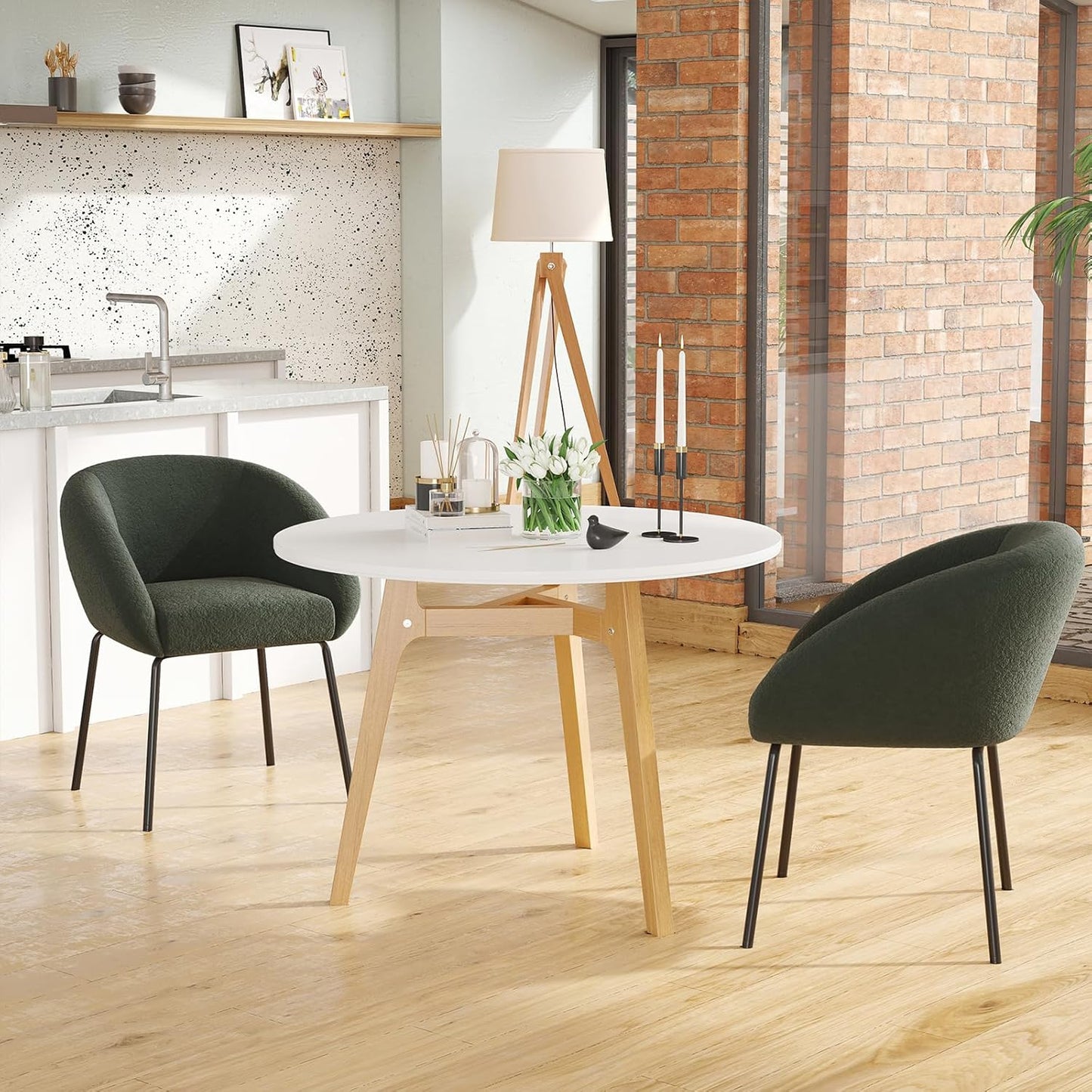 Farini Kitchen Room Dining Chairs Set of 2,Upholstered Kitchen Chairs with Back, Mid-Century Modern Dining Chairs for Home Dining Room