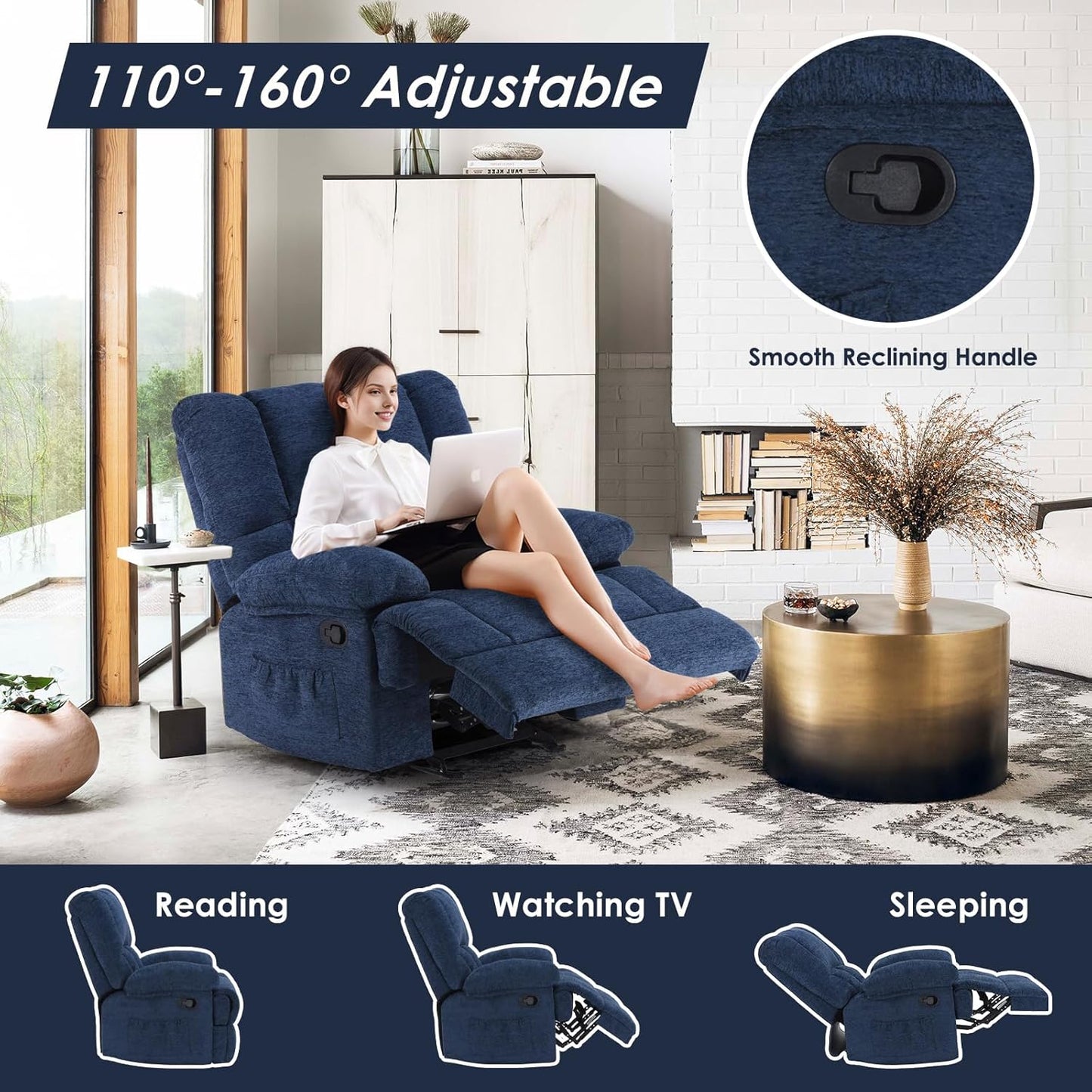 Farini Oversized Rocking Rocker Recliner Chair for Living Room Adults