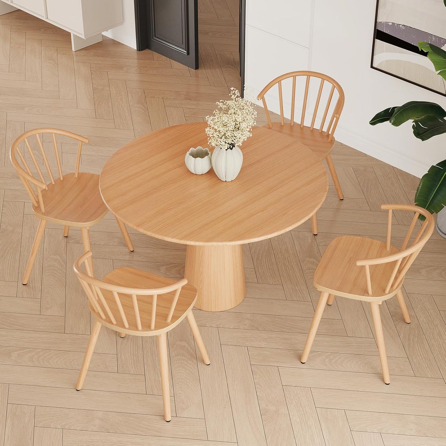 Farini Windsor Dining Chairs, Kitchen & Dining Room Chairs for Dining Room with Spindle Back, Mid Century Modern Dining Table Chairs with Comfortable Seat, Wood Dining Chair