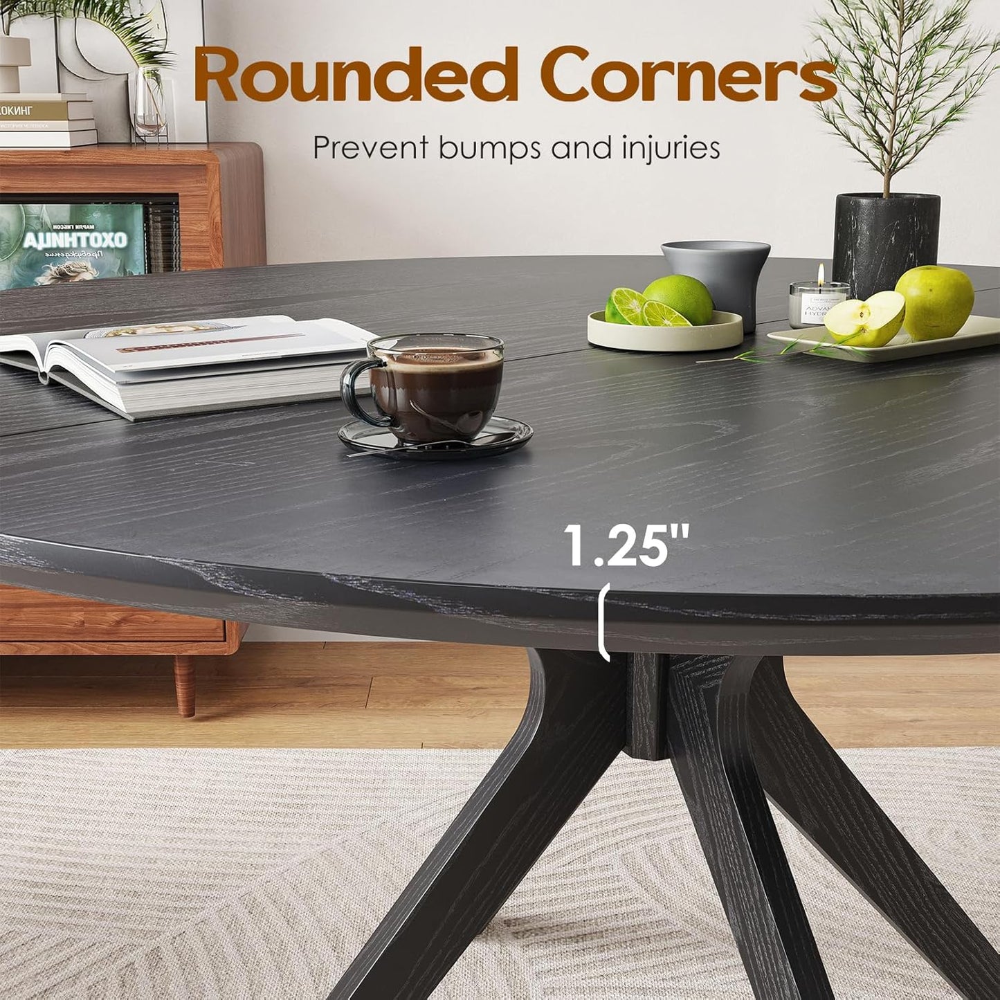 Farini 47.2" Solid Wood Round Dining Kitchen Table for 4-6 People with Intersecting Pedestal Base