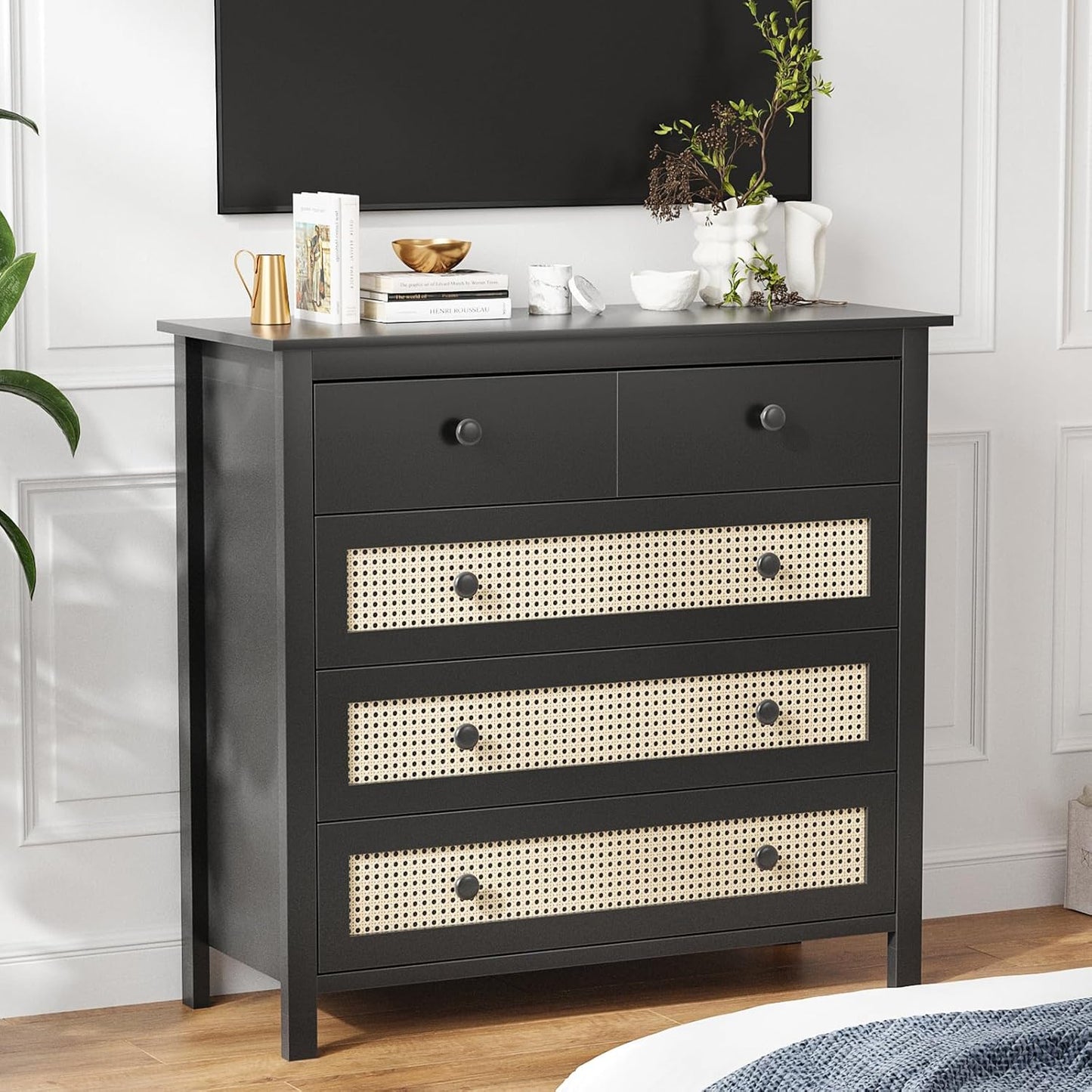 Farini Sideboard Buffet Cabinet with 4 Drawers,Modern Wooden Console Cabinet for Kitchen,Living Room, Dining Room, Hallway