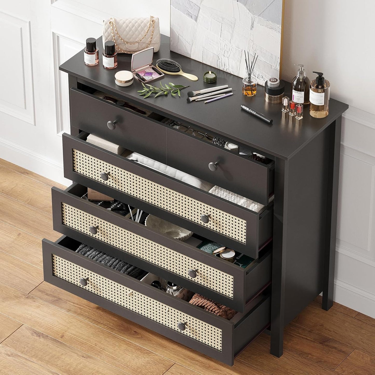 Farini Sideboard Buffet Cabinet with 4 Drawers,Modern Wooden Console Cabinet for Kitchen,Living Room, Dining Room, Hallway