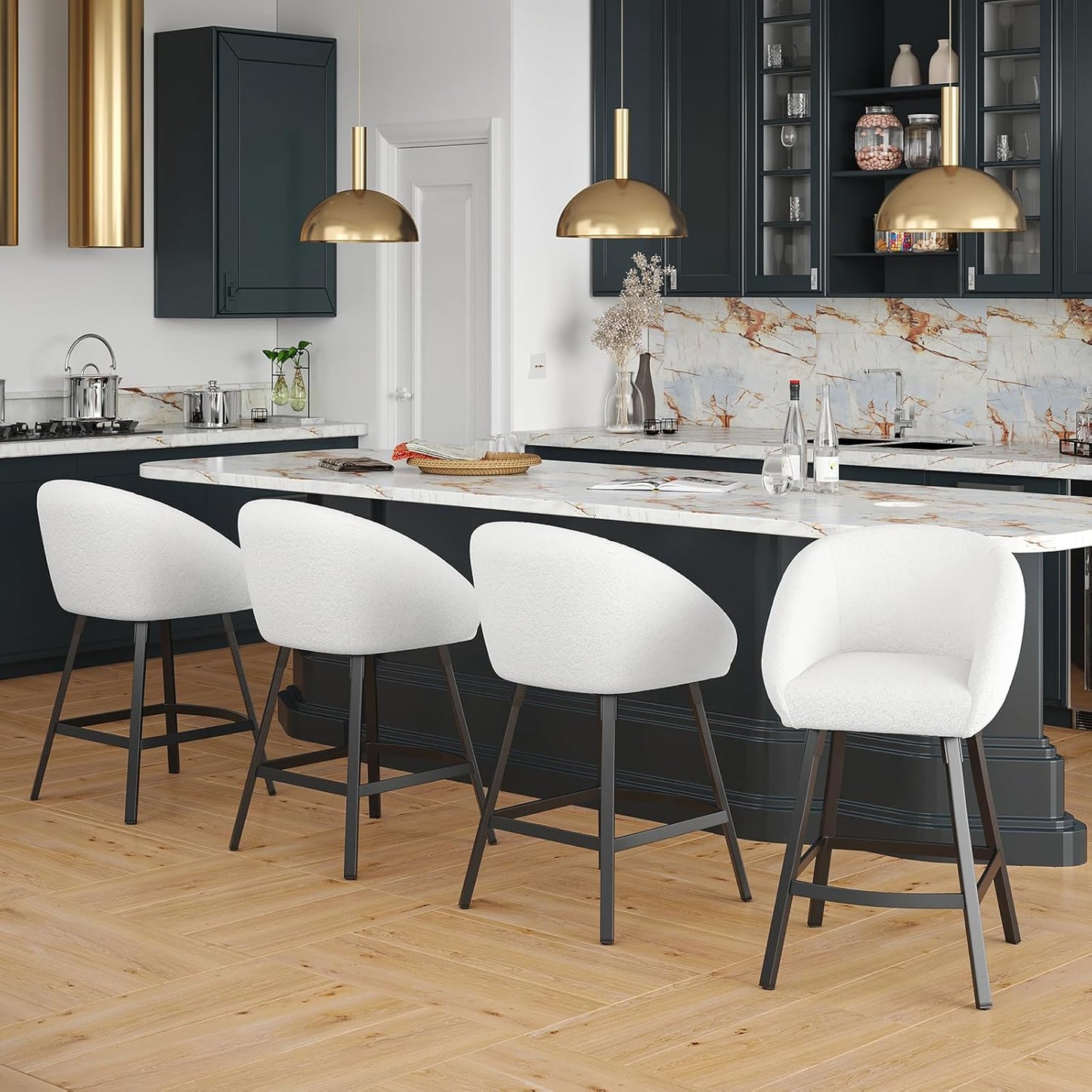 Farini Bar Stools Set of 2 or 4,Upholstered Bar Stool with Back, 27 inch Height Counter Height Barstools for Home Kitchen Island