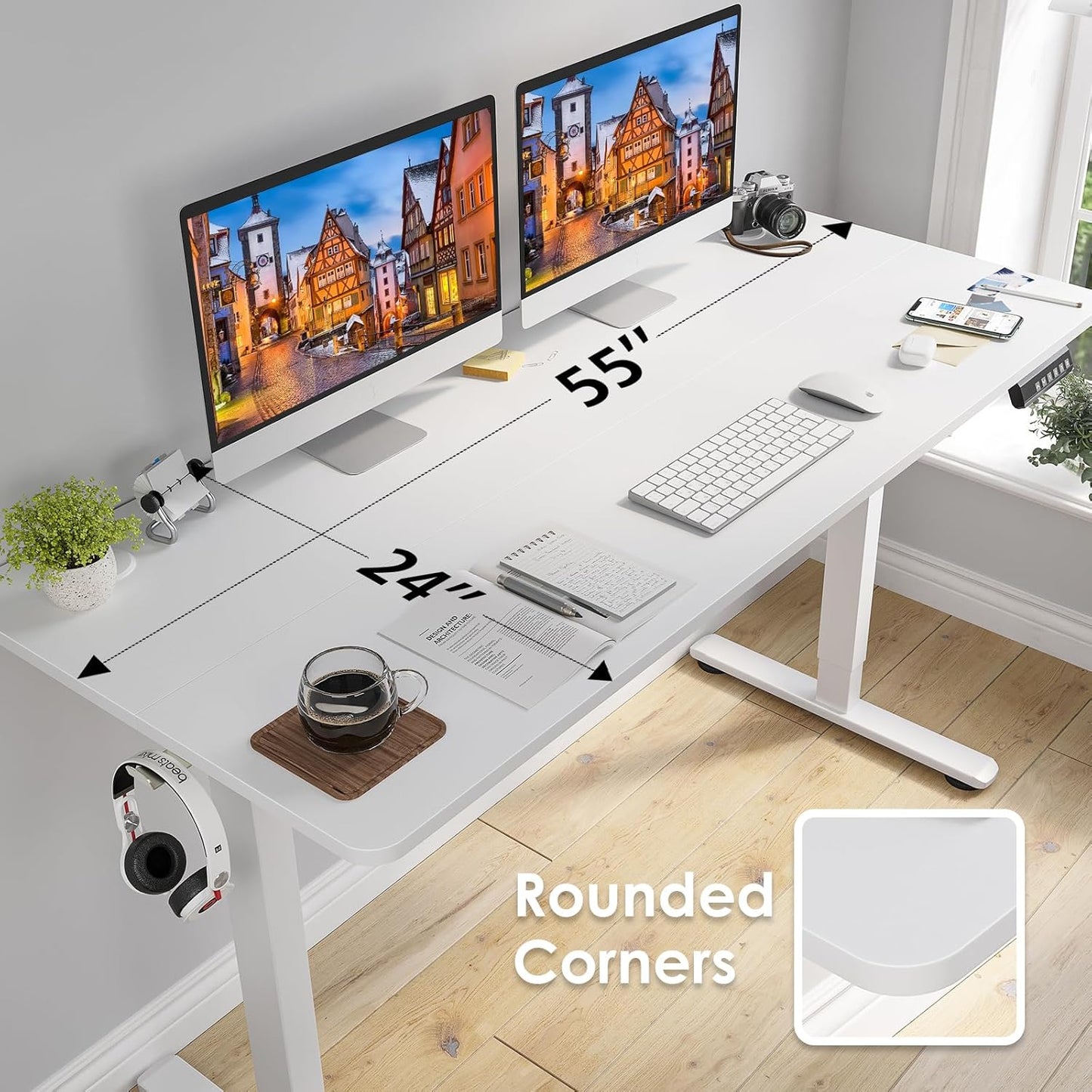 Farini Electric Standing Desk Adjustable Height Sit Stand Home Office Desk with Splice Board