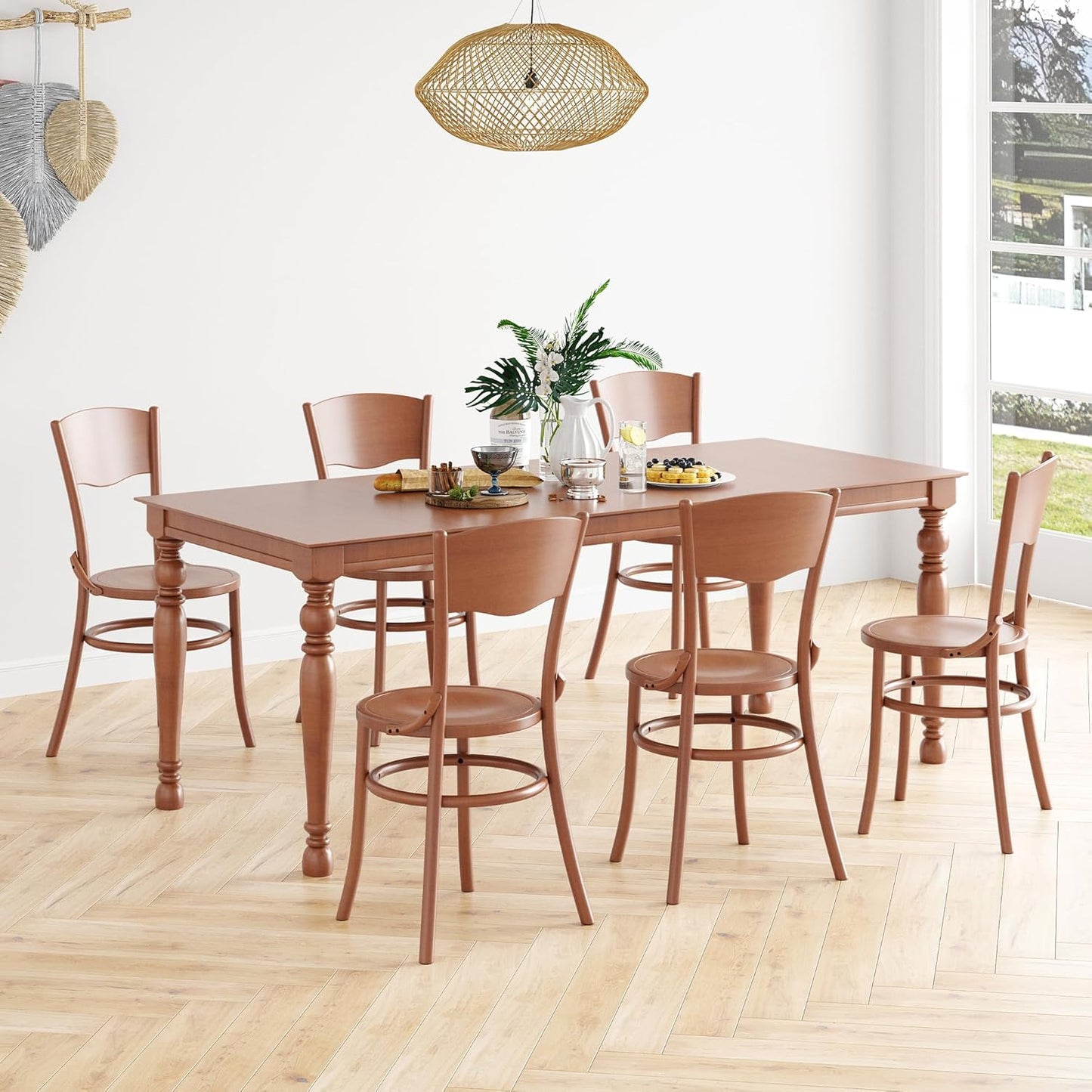 Farini Solid Wood Dining Chairs Set of 2, Farmhouse Kitchen & Dining Room Chairs for Mid Century Dining Table, Fully Assembled
