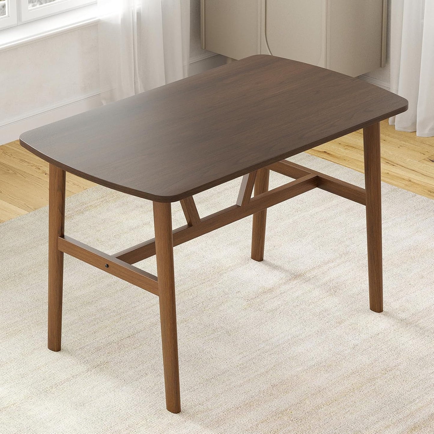 Farini 47" Dining Table for 4-6 Person, Rectangular Wood Kitchen Table, Modern Dinner Table with Sturdy Metal Frame for Dining Room, Kitchen, 47.2 inch