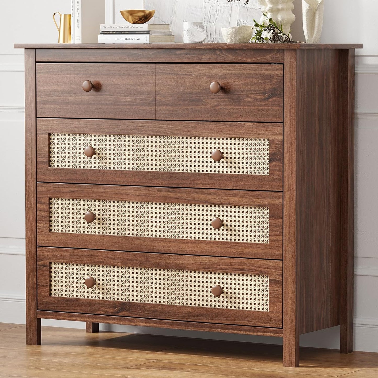 Farini Sideboard Buffet Cabinet with 4 Drawers,Modern Wooden Console Cabinet for Kitchen,Living Room, Dining Room, Hallway