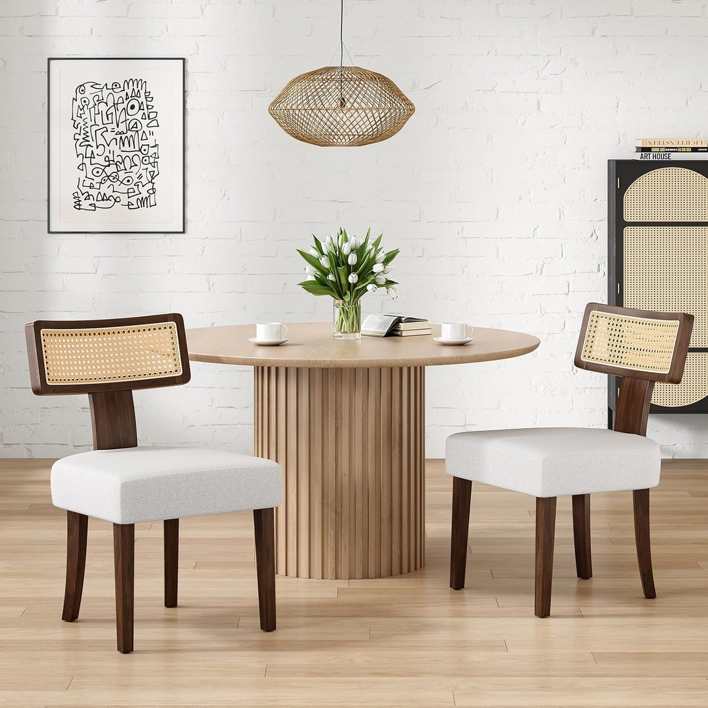Upholstered Armless Dining Table Chairs Set with Hardwood Frame Curved Backrest for Kitchen Room