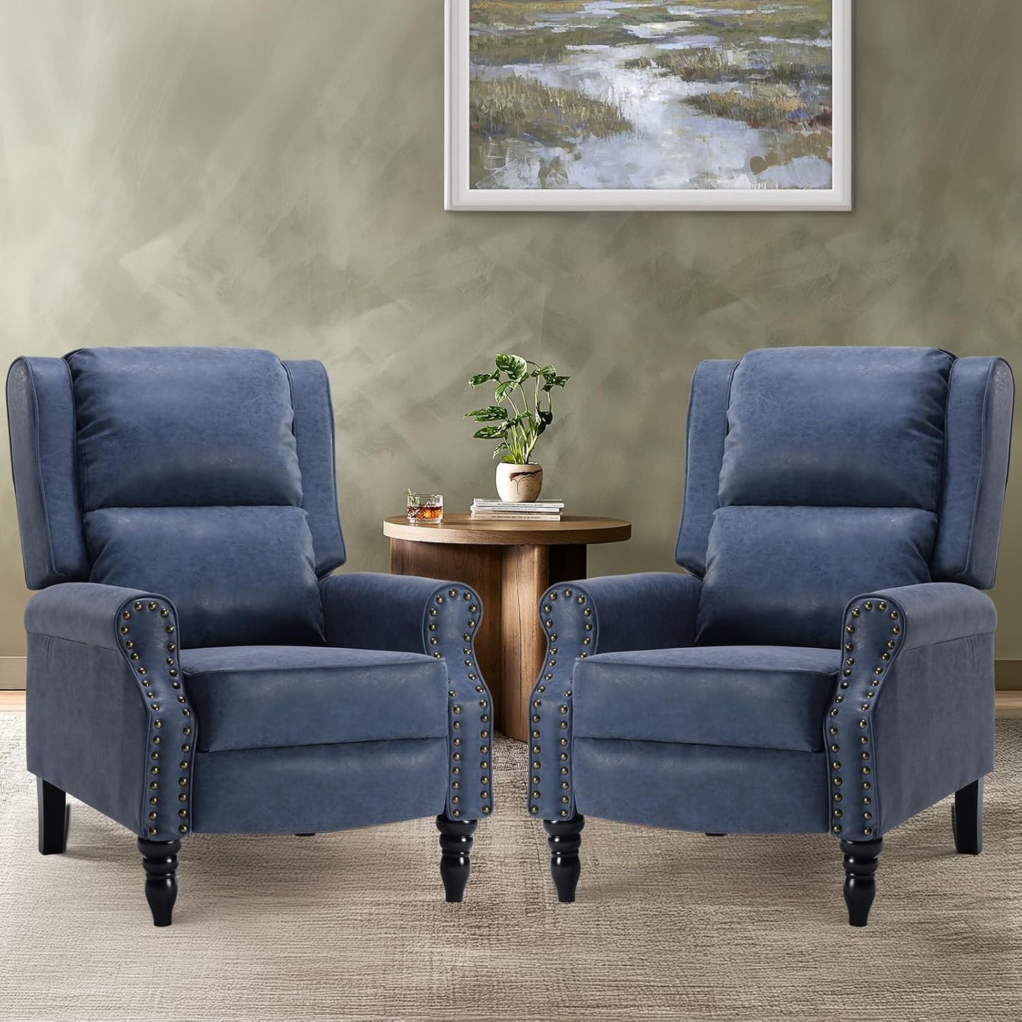 Farini Faux Leather Pushback Recliner Chair for Living Room Bedroom RV