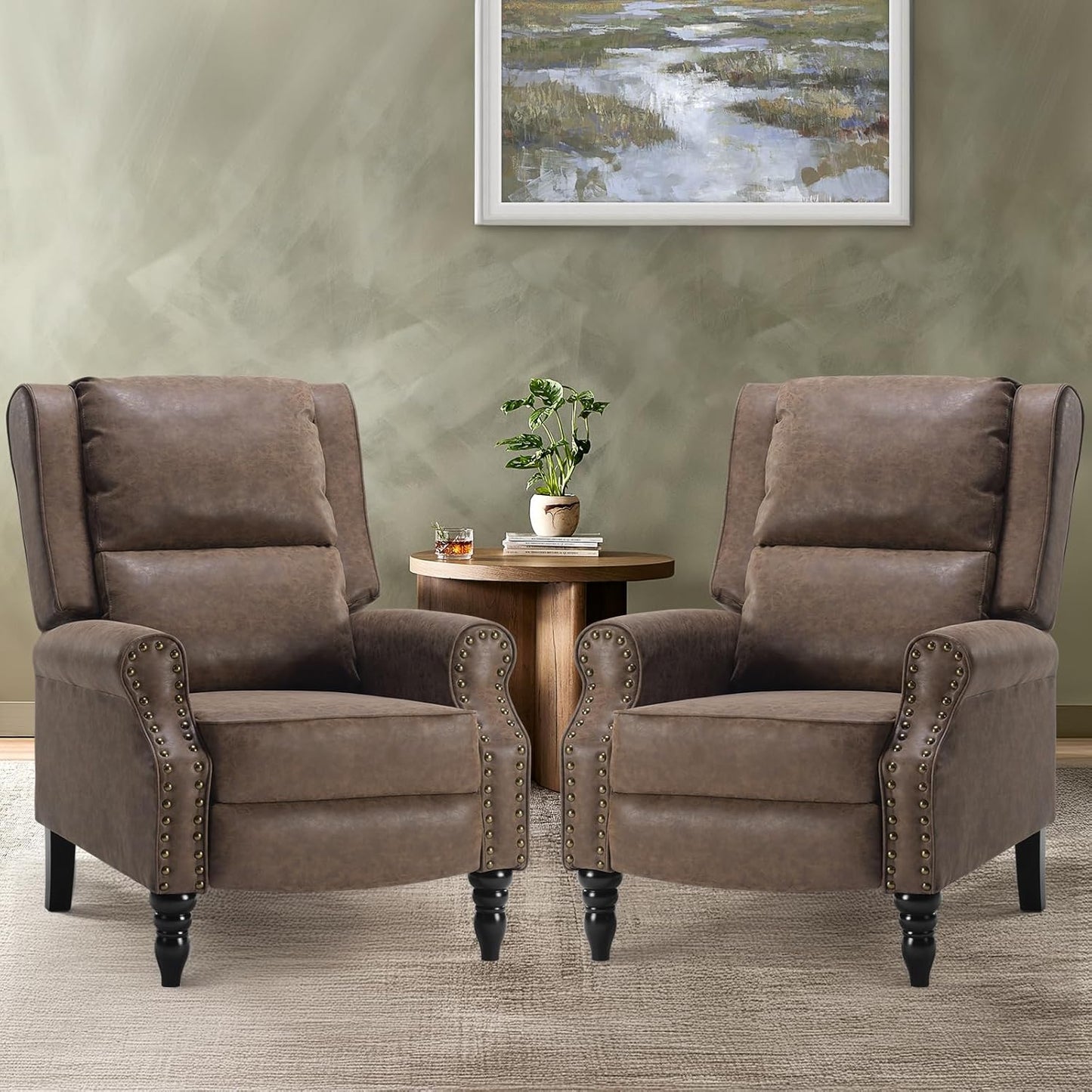 Farini Faux Leather Pushback Recliner Chair for Living Room Bedroom RV