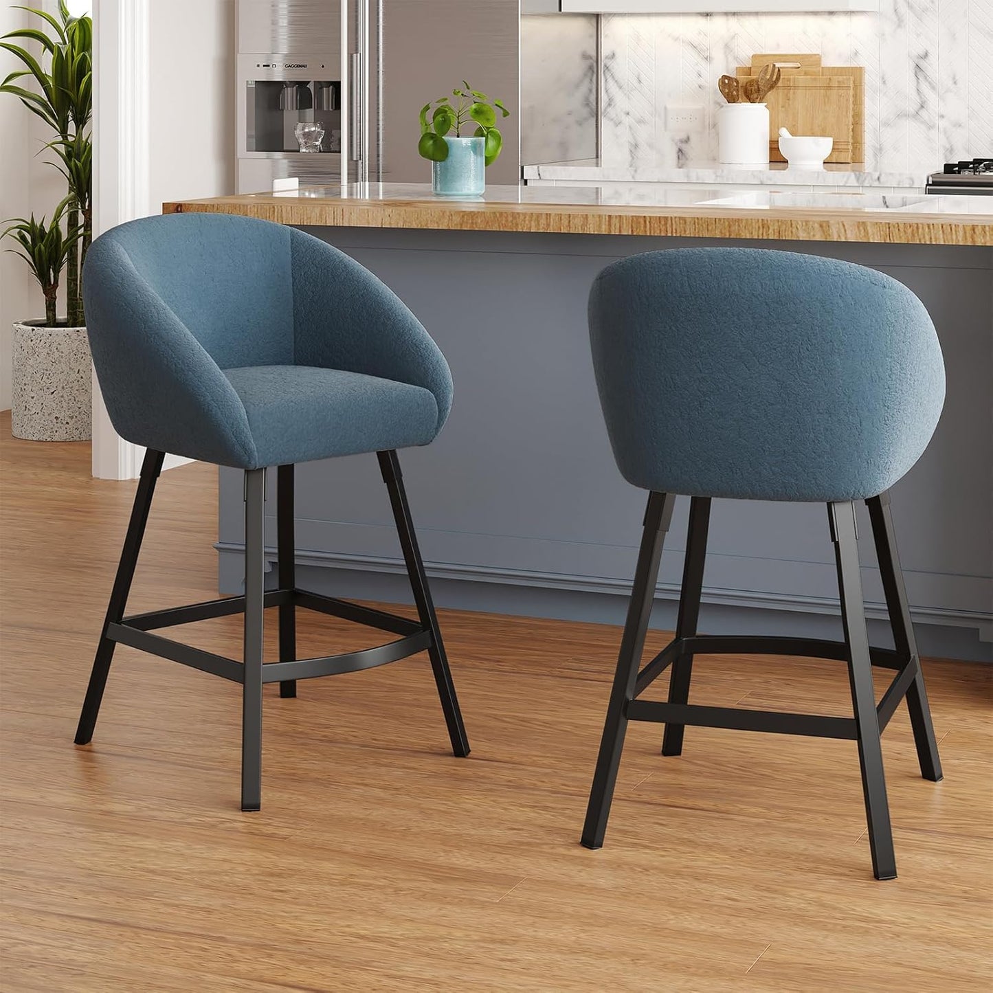 Farini Bar Stools Set of 2 or 4,Upholstered Bar Stool with Back, 27 inch Height Counter Height Barstools for Home Kitchen Island
