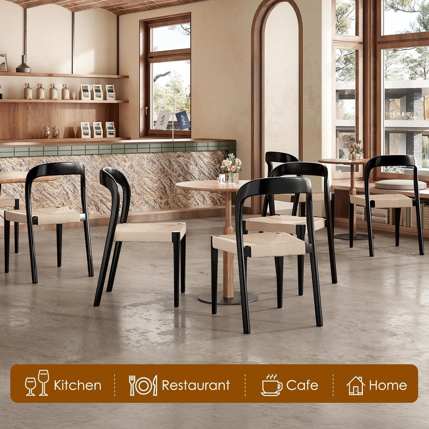 Farini Ash Wood Stackable Dining Chair Mid Century Modern Wooden for Your Room House, Fully Assembled