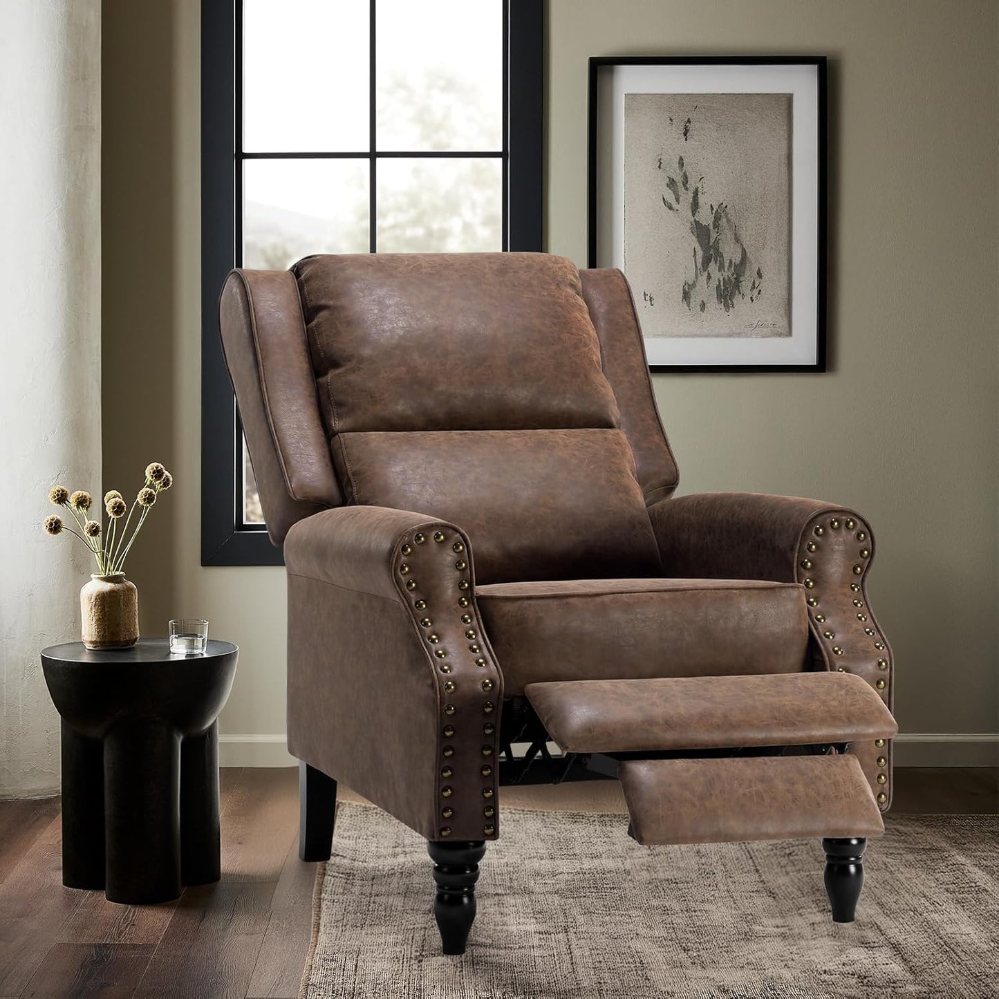 Farini Faux Leather Pushback Recliner Chair for Living Room Bedroom RV